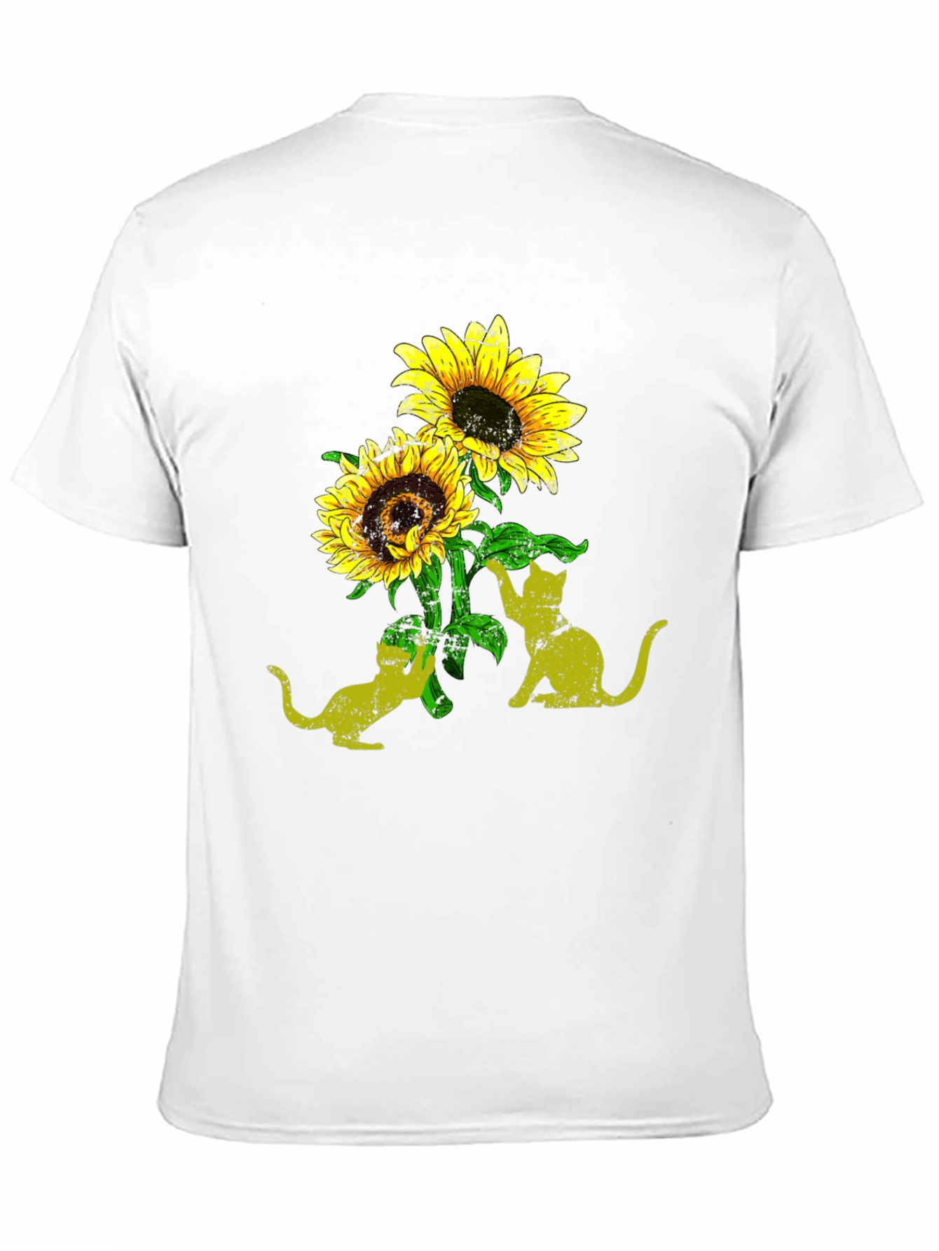 Black Sunflower Cats Black T-Shirt view 11