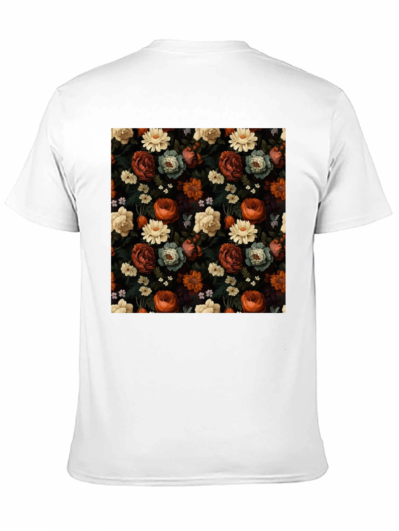 Black Floral Print Men's T-Shirt view 11