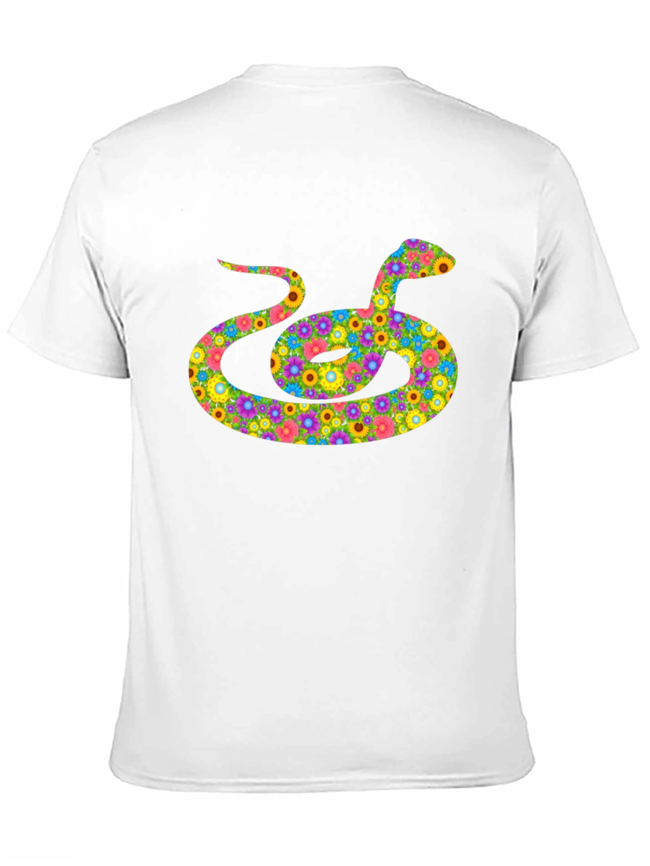 Black Floral Snake Graphic Tee - Black Cotton Shirt view 11