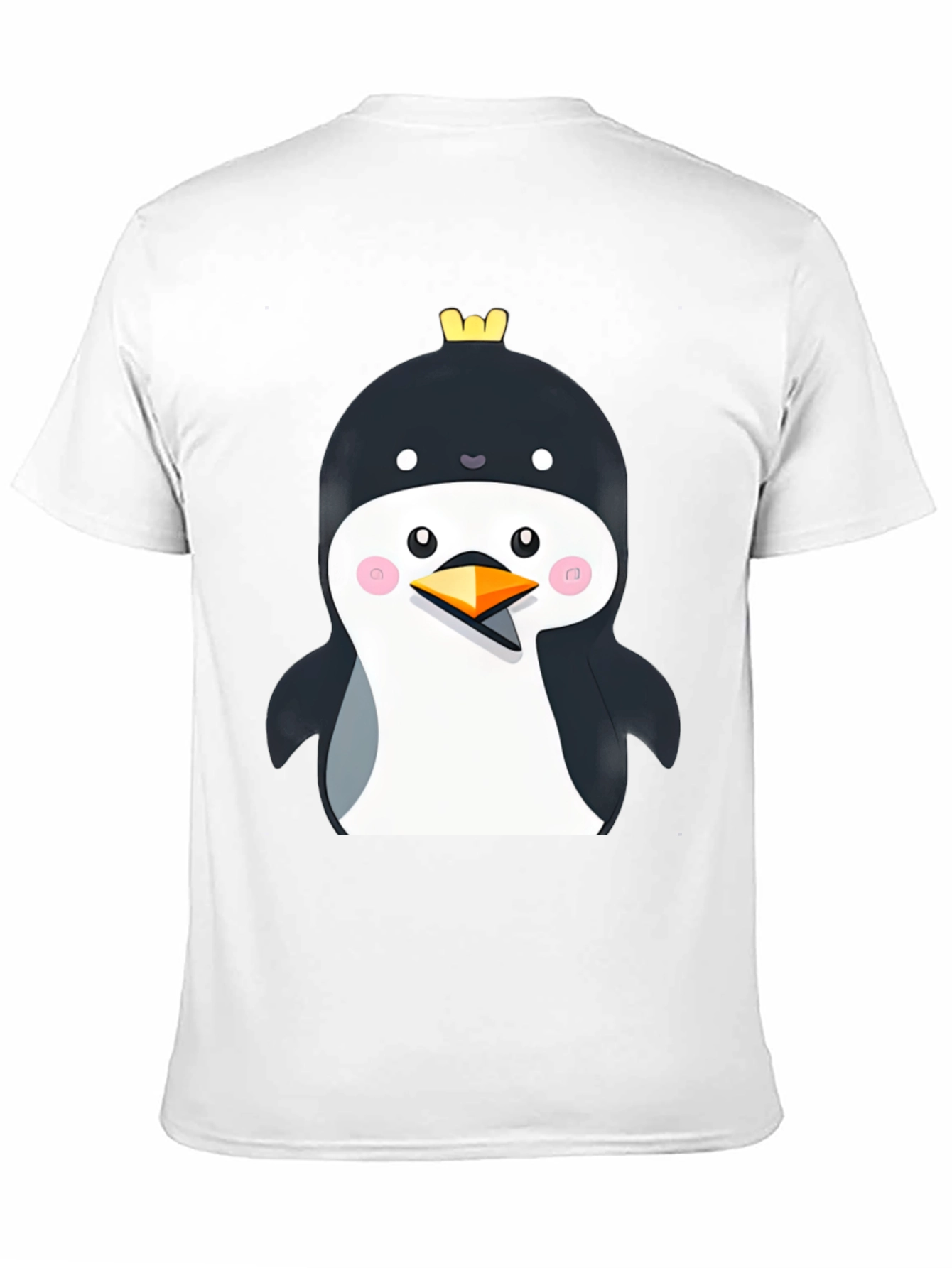 Black Penguin with Crown Black T-Shirt - Cute Cartoon Style view 11