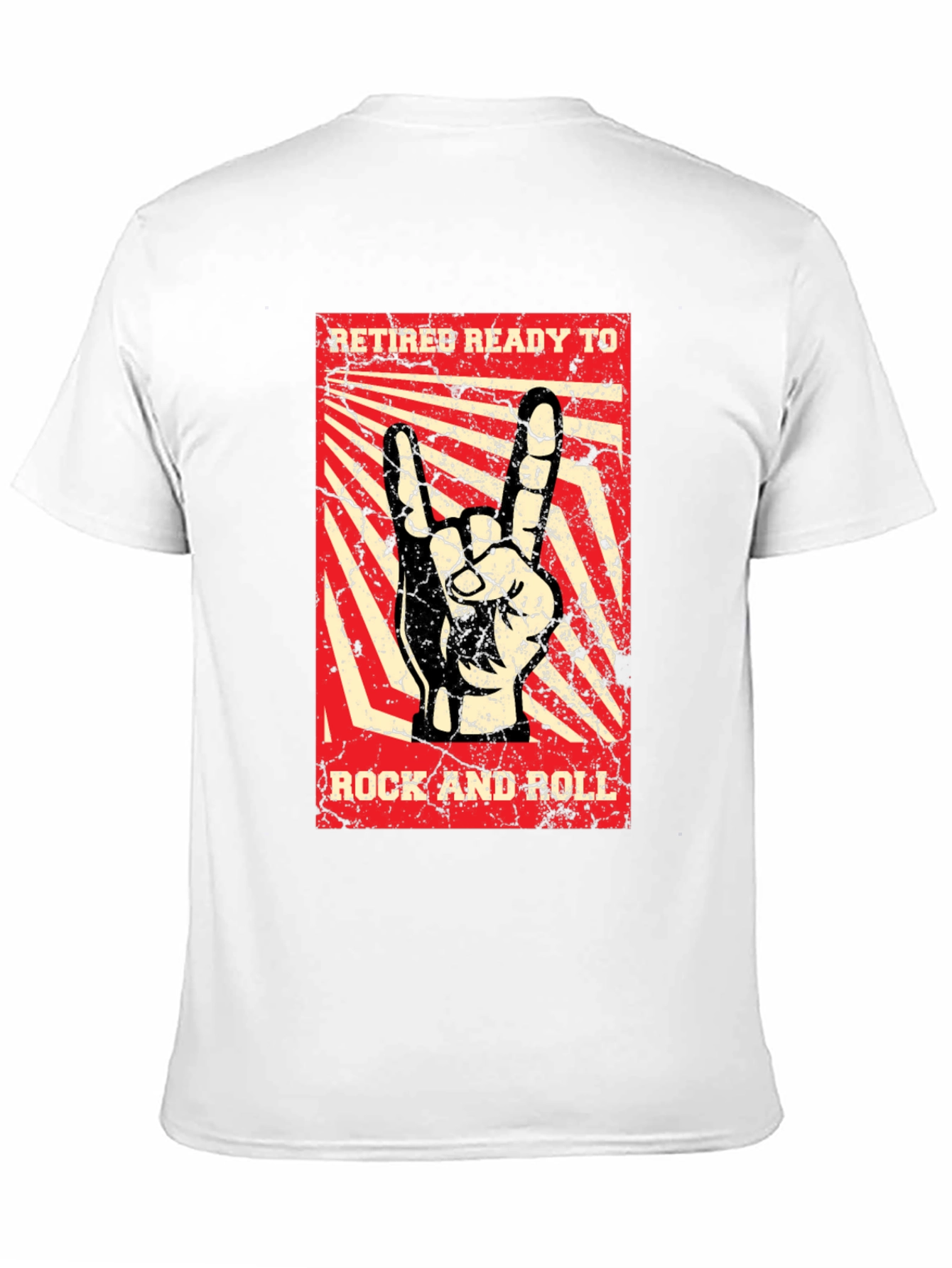 Black Retiree Ready to Rock T-Shirt - Rock and Roll Hand Sign view 11