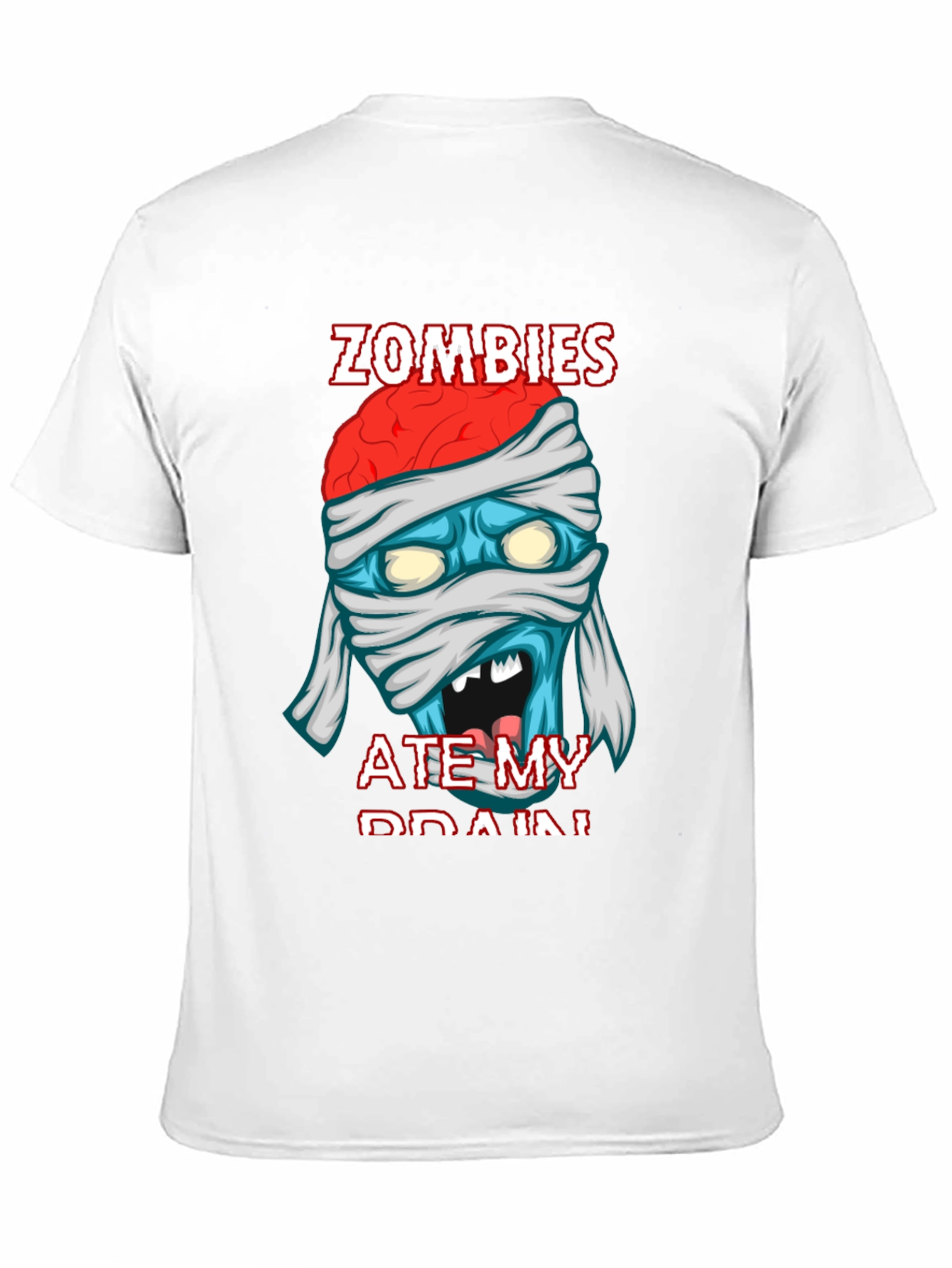 Black Zombies Ate My Brain Funny Graphic T-Shirt view 11