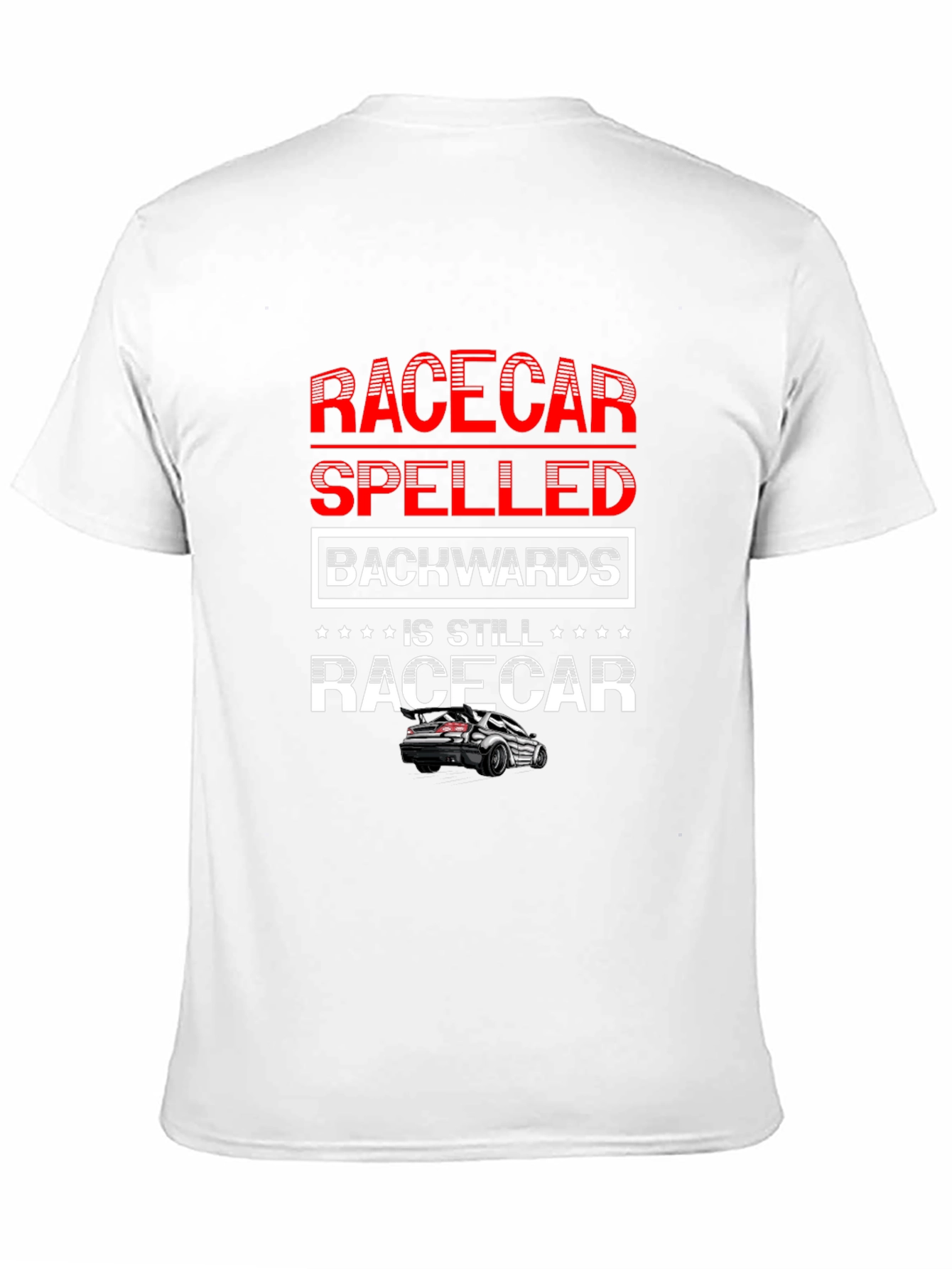 Black Racecar Spelled Backwards T-Shirt - Car Enthusiast Apparel view 11