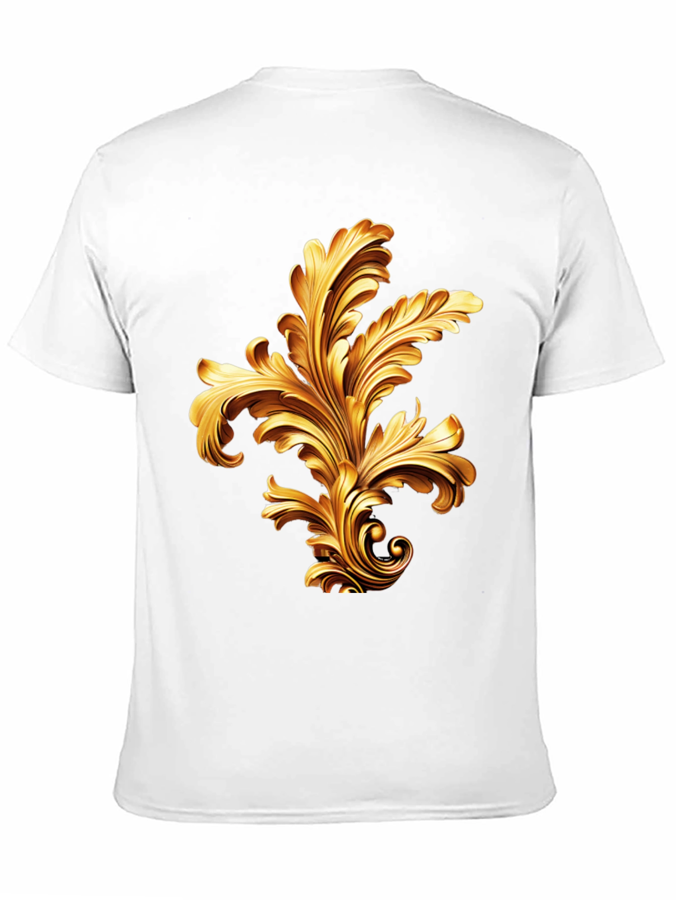 Black Elegant Black T-Shirt with Golden Baroque Design view 11