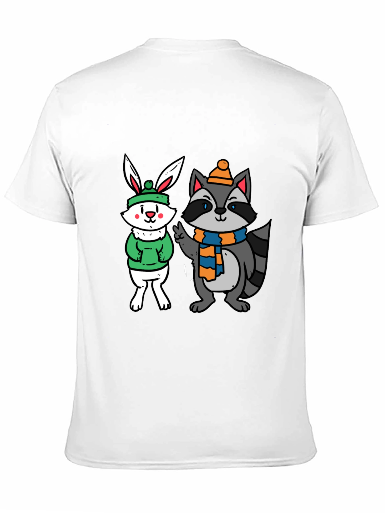 Black Cute Cartoon Animals Graphic Black T-Shirt view 11