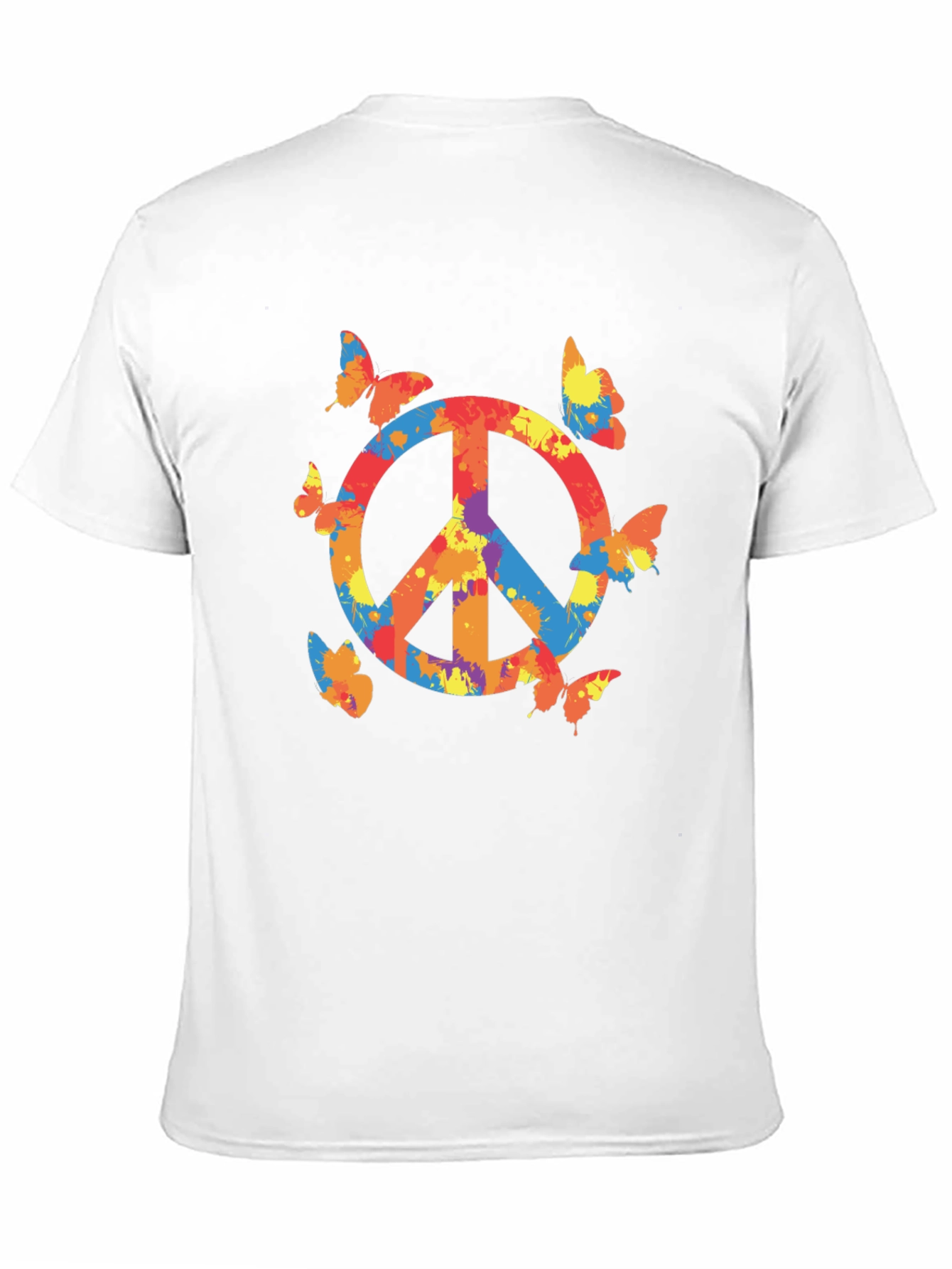 Black Peace Sign Butterfly Graphic Tee - Black Casual T-Shirt view 11