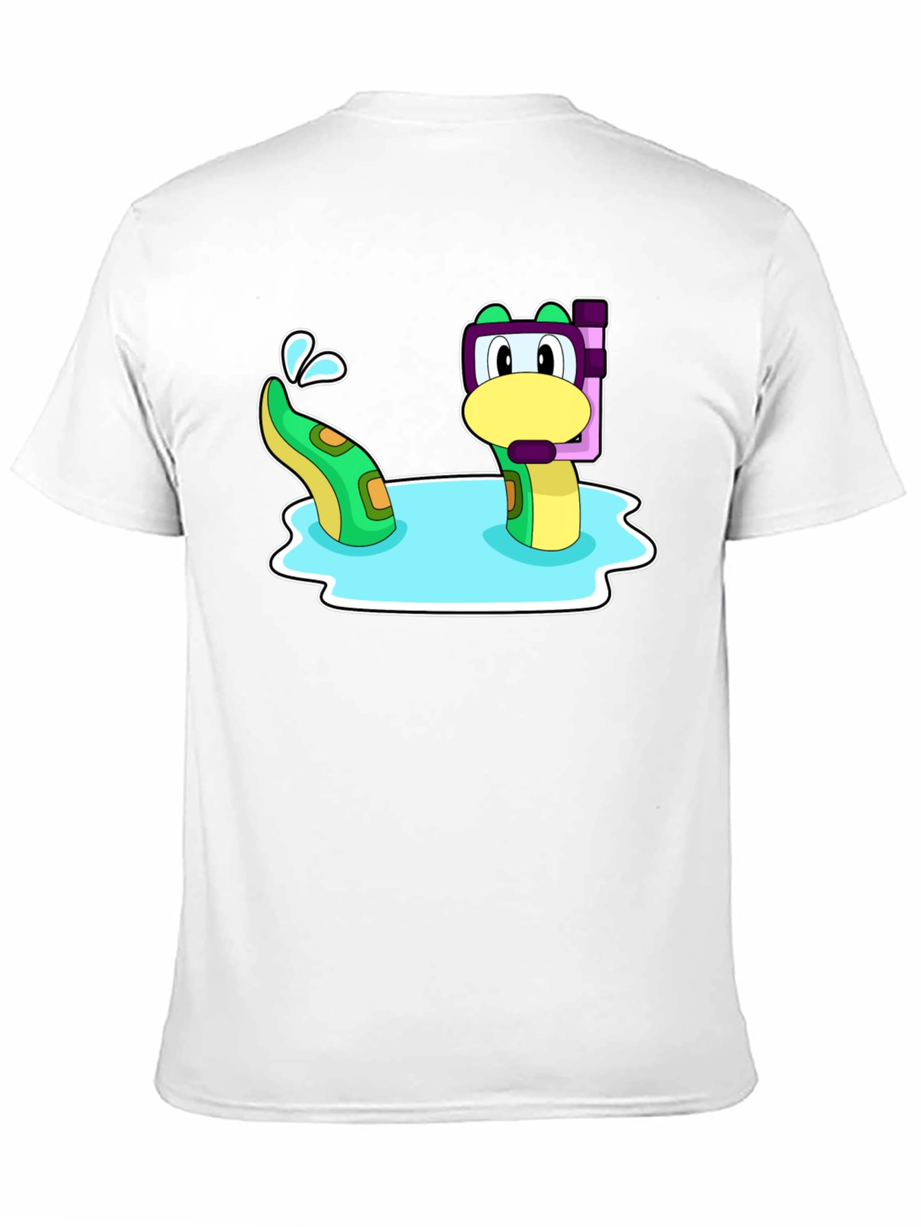 Black Cartoon Sea Serpent Snorkel T-Shirt view 11