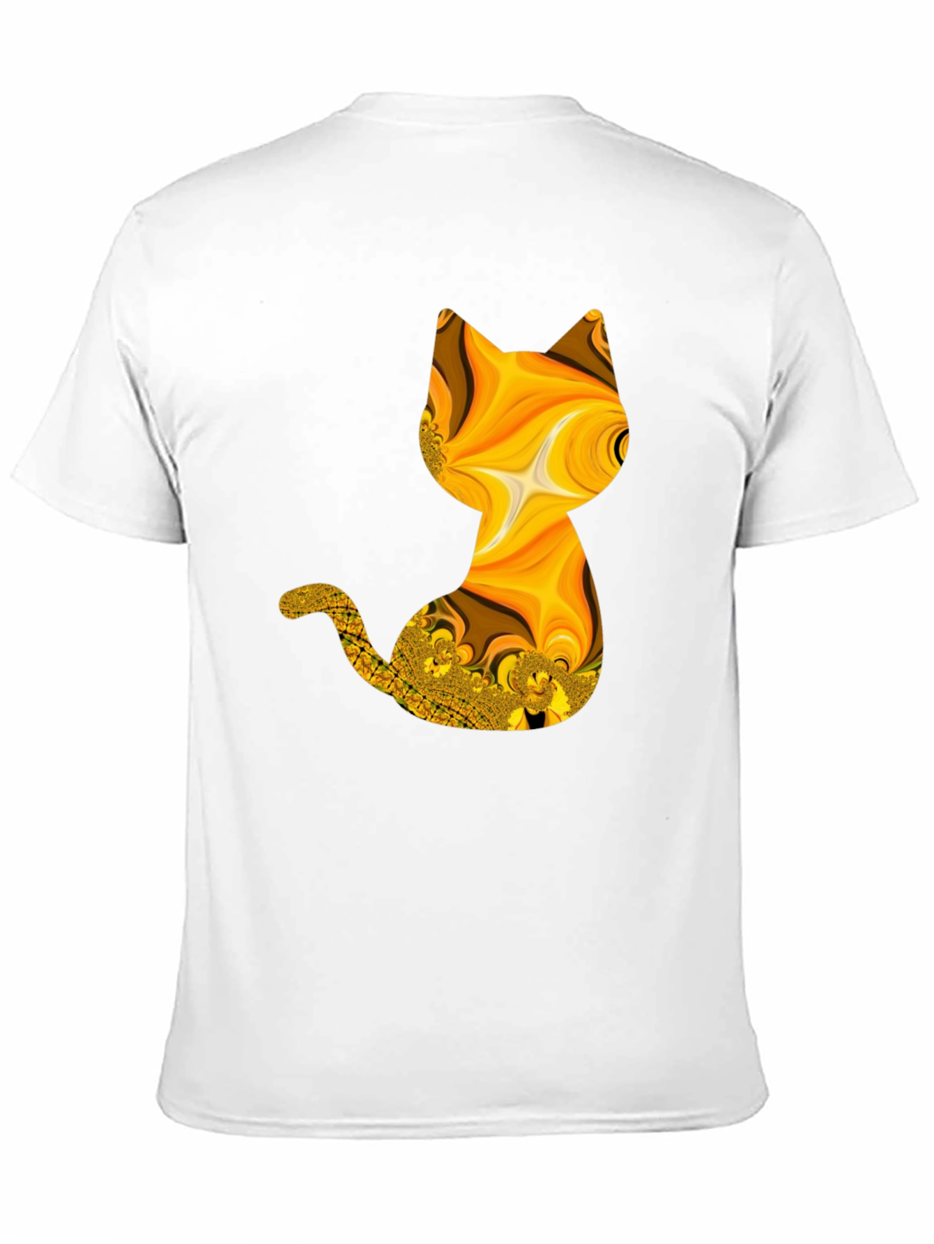Black Abstract Fractal Cat Graphic Black T-Shirt view 11