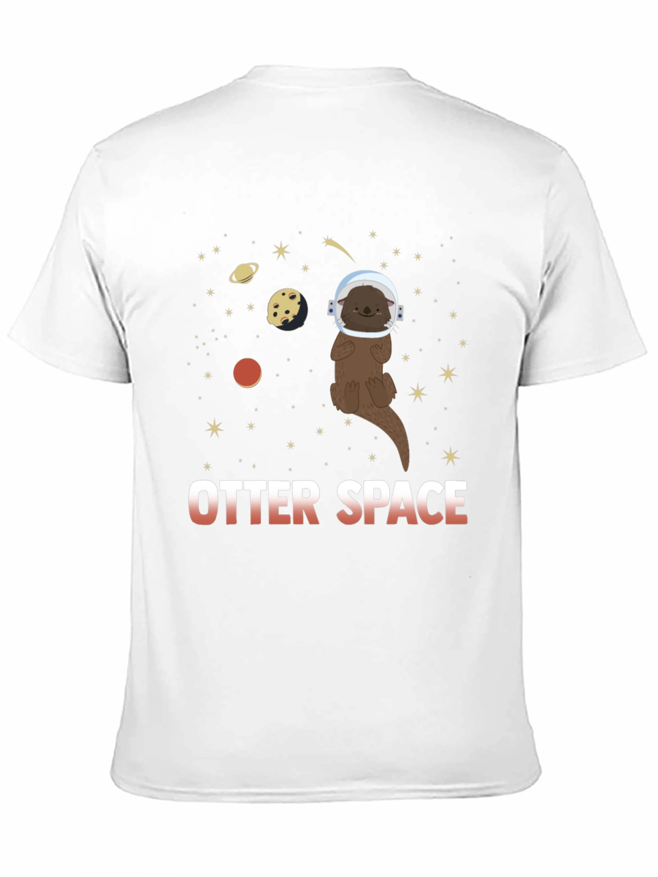 Black Otter Space T-Shirt - Cute Astronaut Otter Design view 11