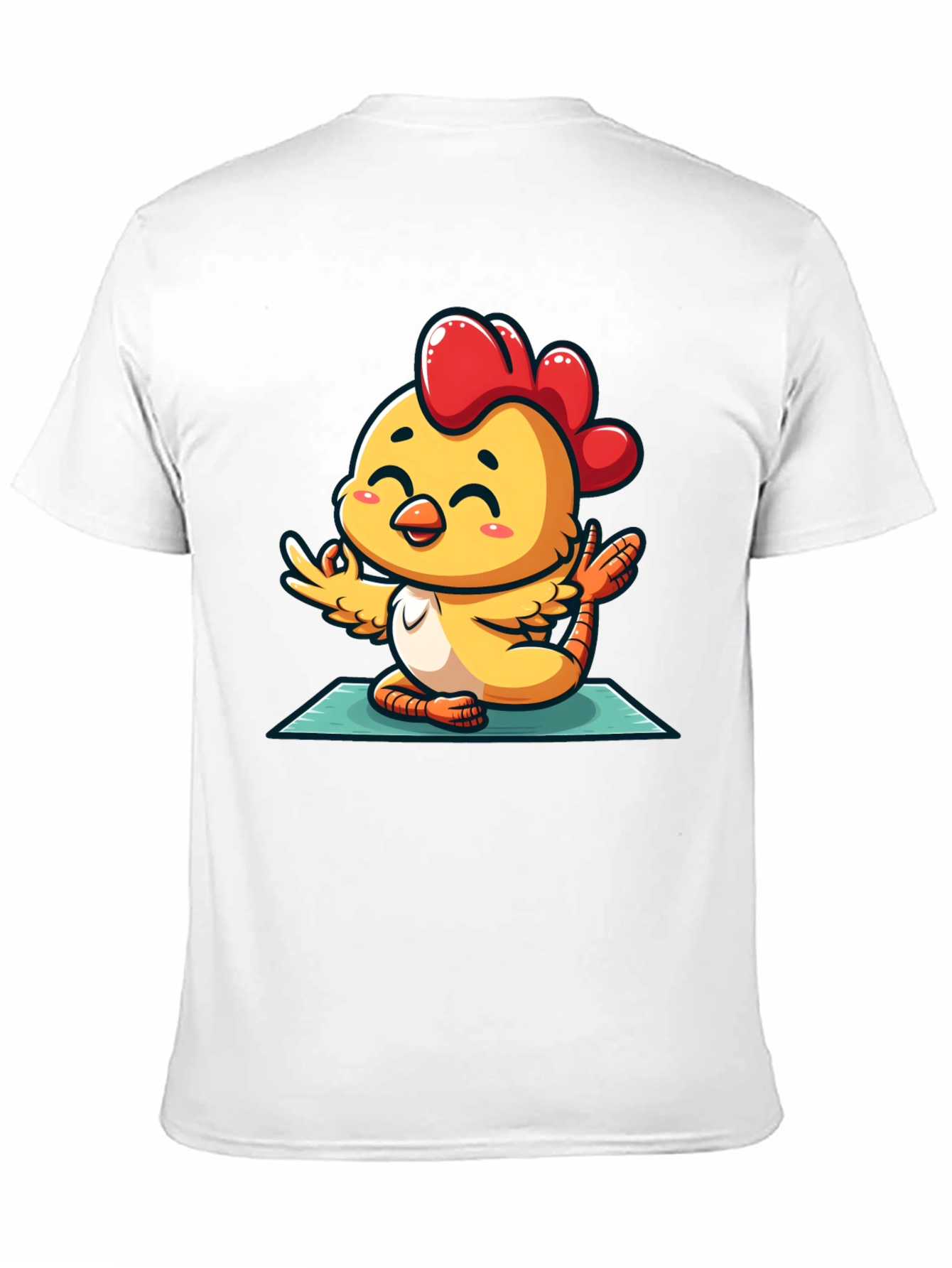 Black Yoga Chicken T-Shirt - Relaxed Fit Cotton Tee view 11