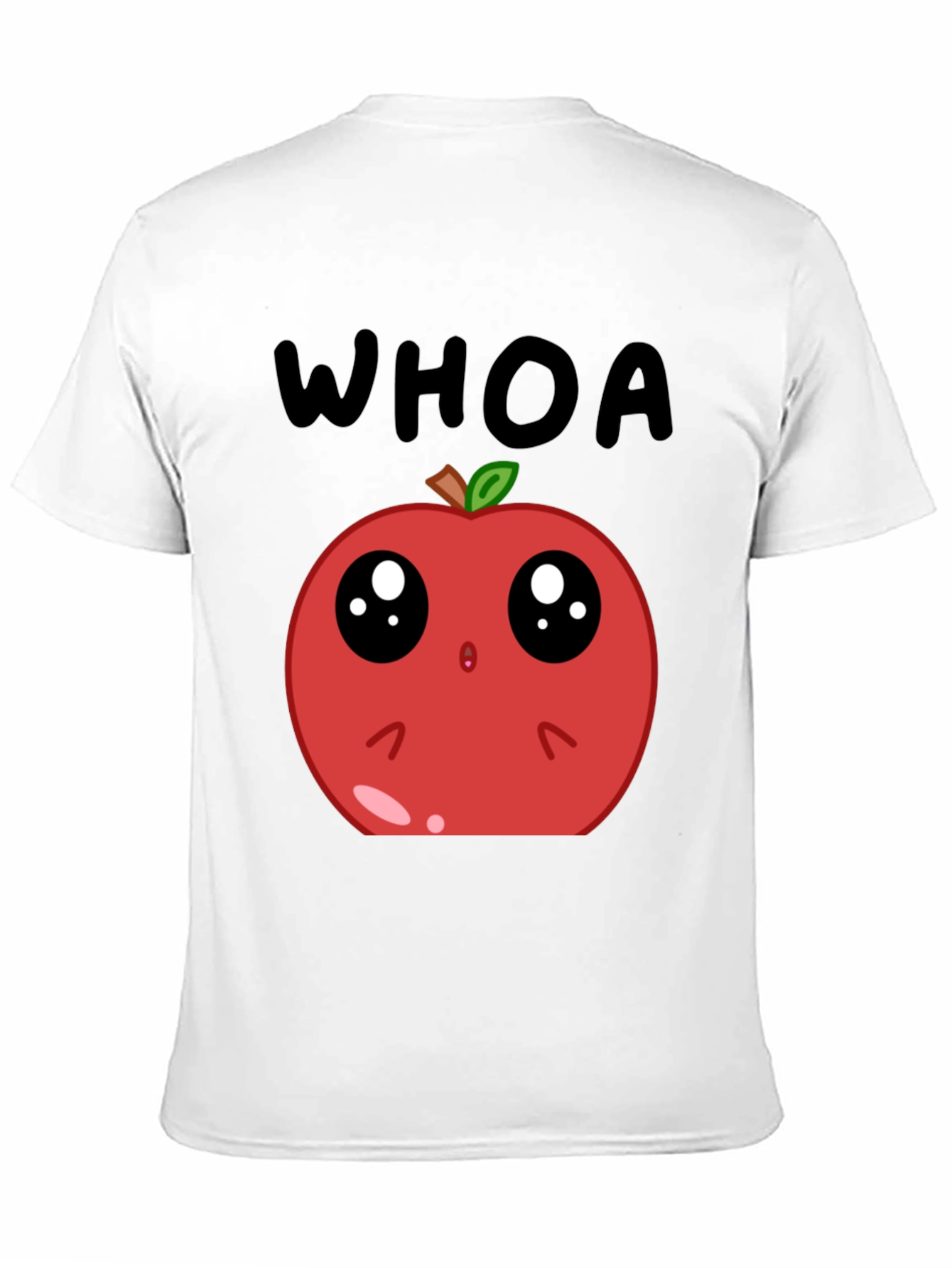 Black Funny Apple Cartoon T-Shirt - Whoa Cute Fruit Tee view 11