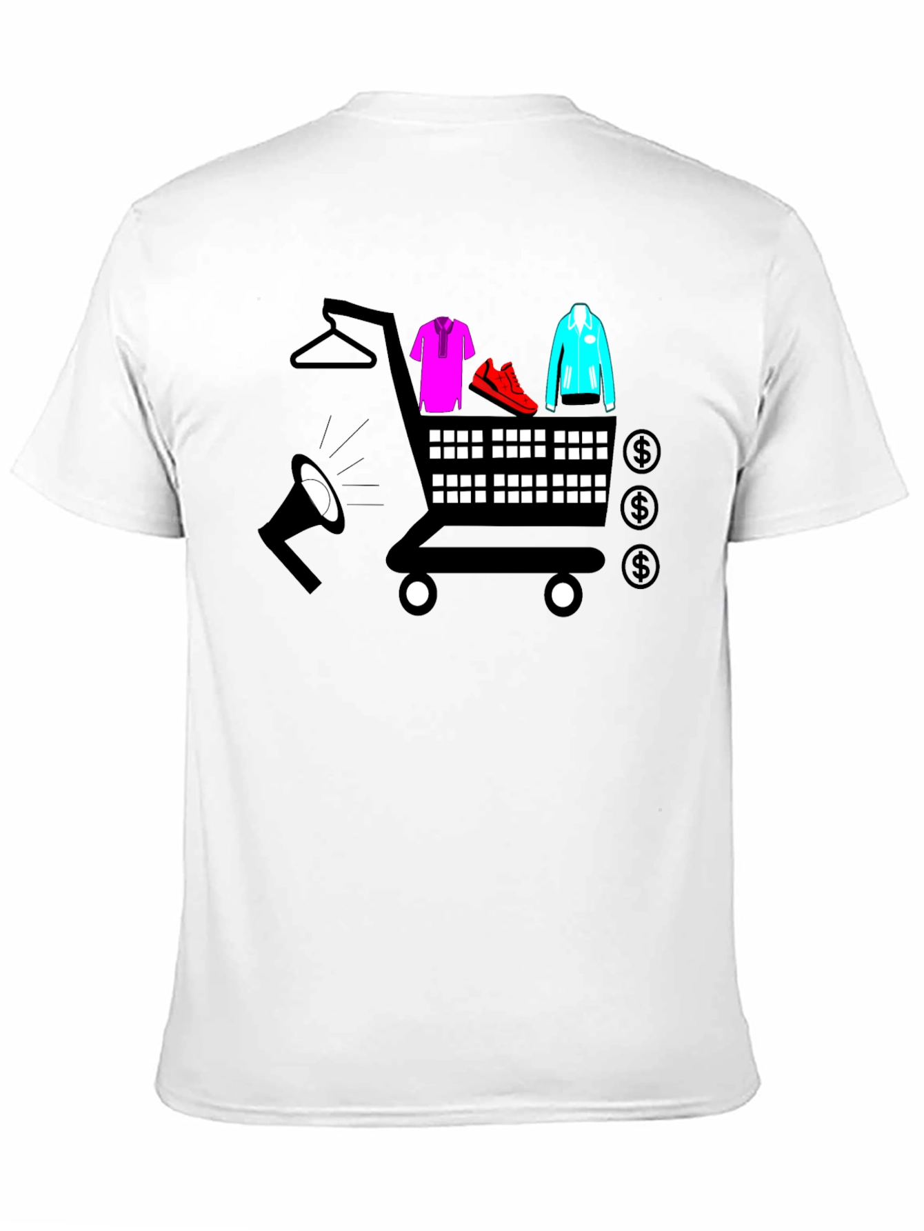 Black Shopping Cart T-Shirt - Black Novelty Tee view 11
