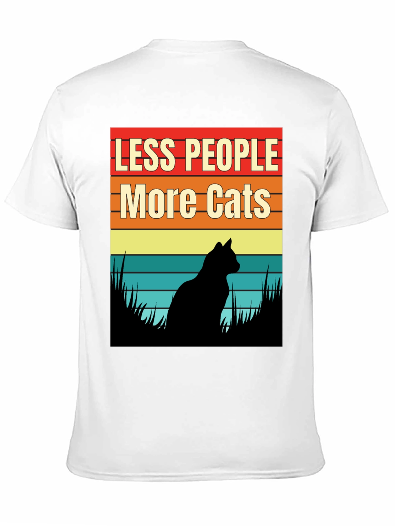Black Less People More Cats Graphic T-Shirt view 11