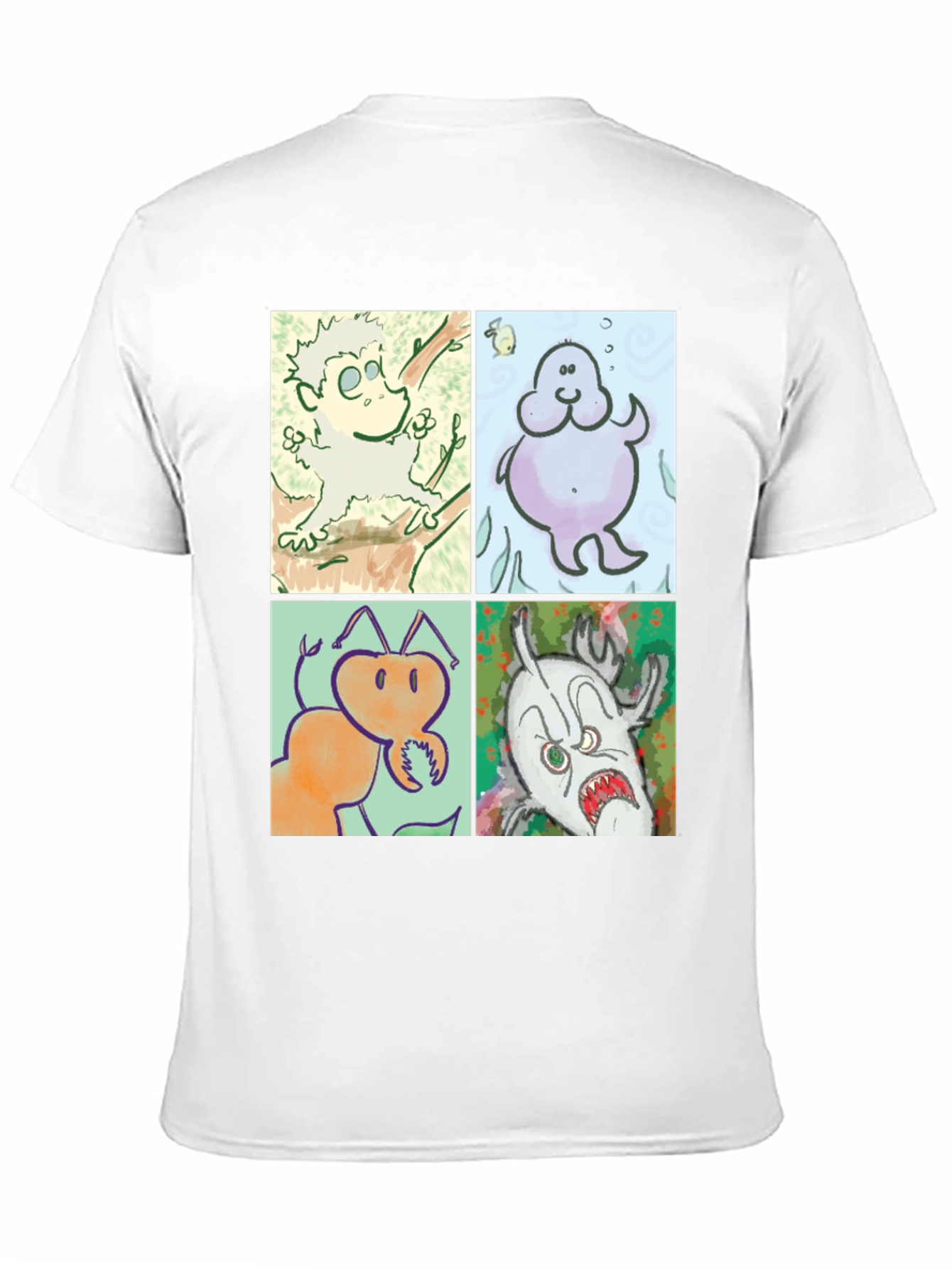 Black Cartoon Character Print Black Cotton T-Shirt view 11