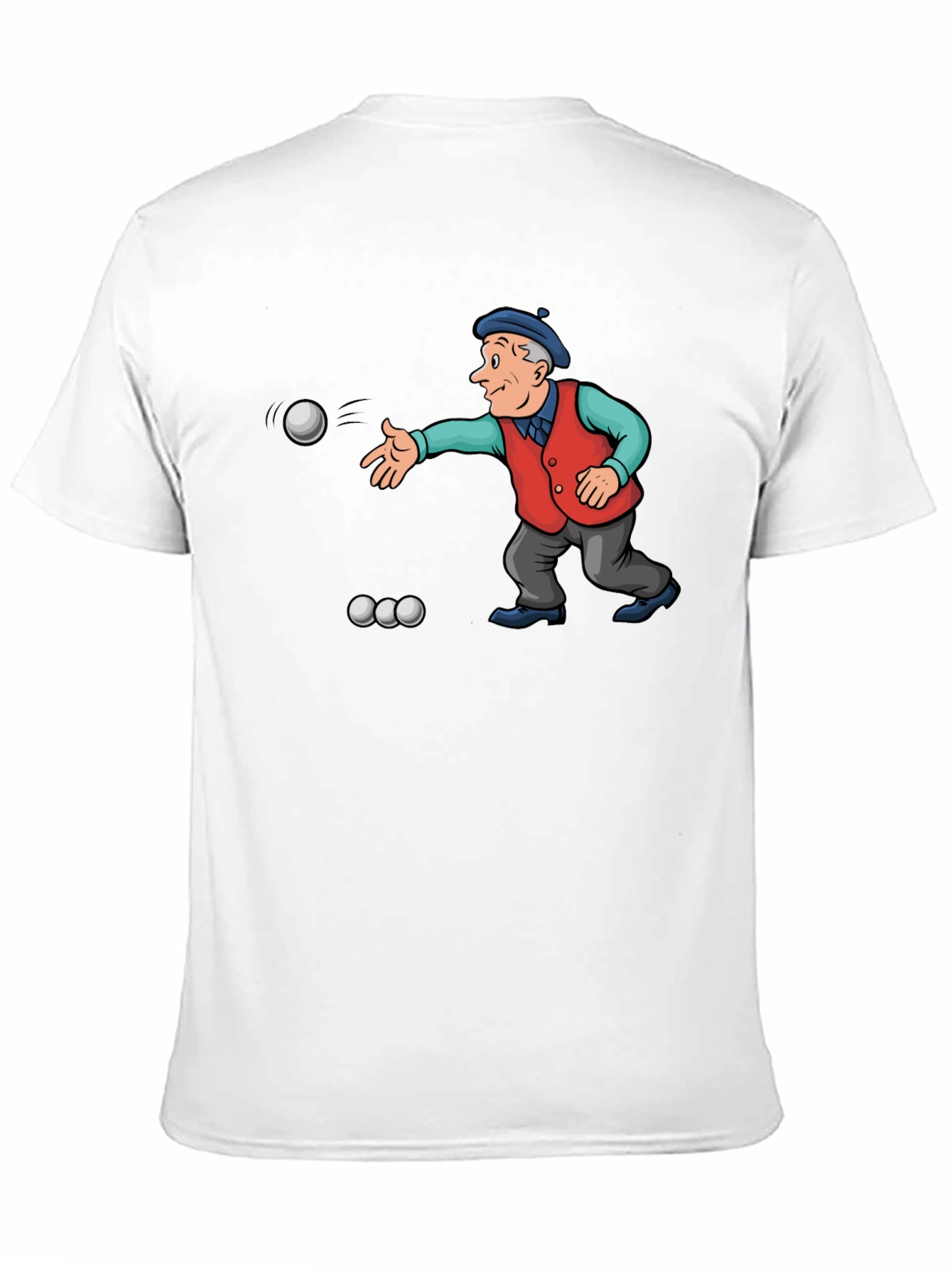 Black Cartoon Bocce Ball Player Black T-Shirt view 11