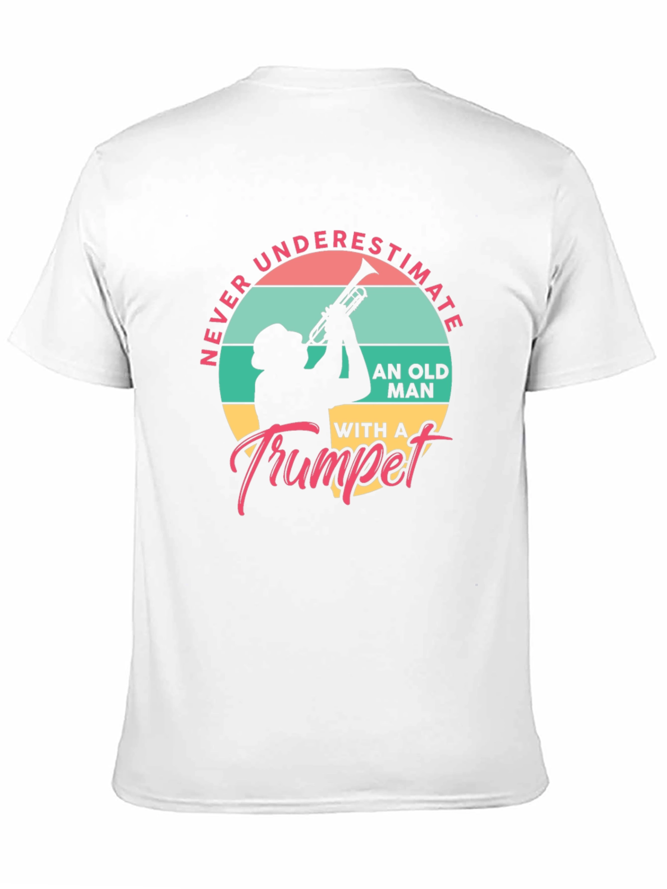 Black Never Underestimate Old Man Trumpet Black Tee view 11