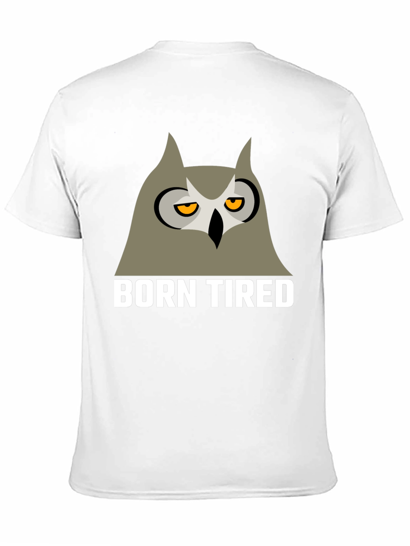 Black Born Tired Owl Graphic T-Shirt -  Black Crew Neck Tee view 11