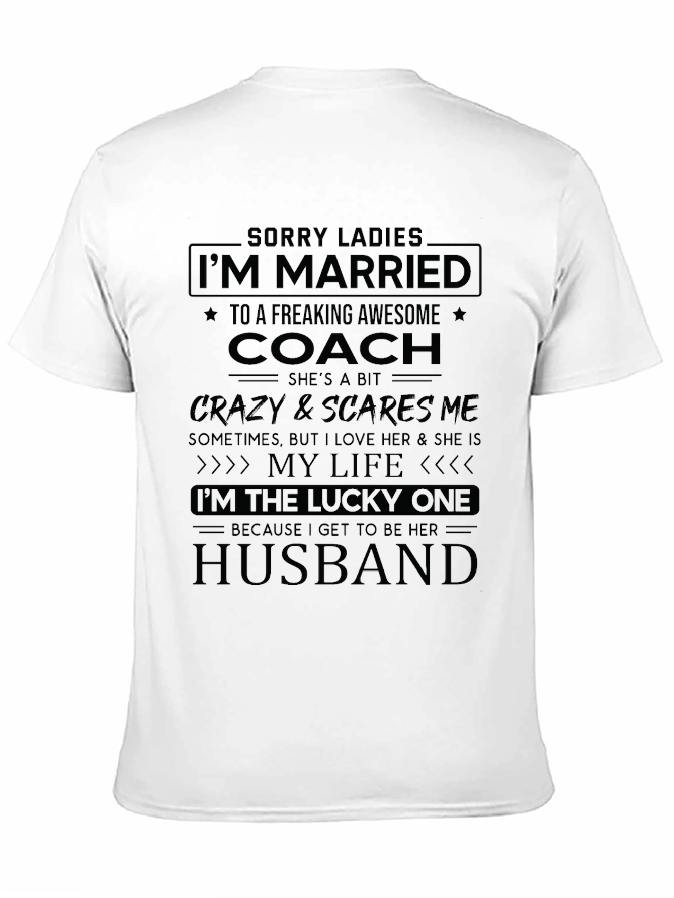 Black Funny Coach's Husband T-Shirt view 11
