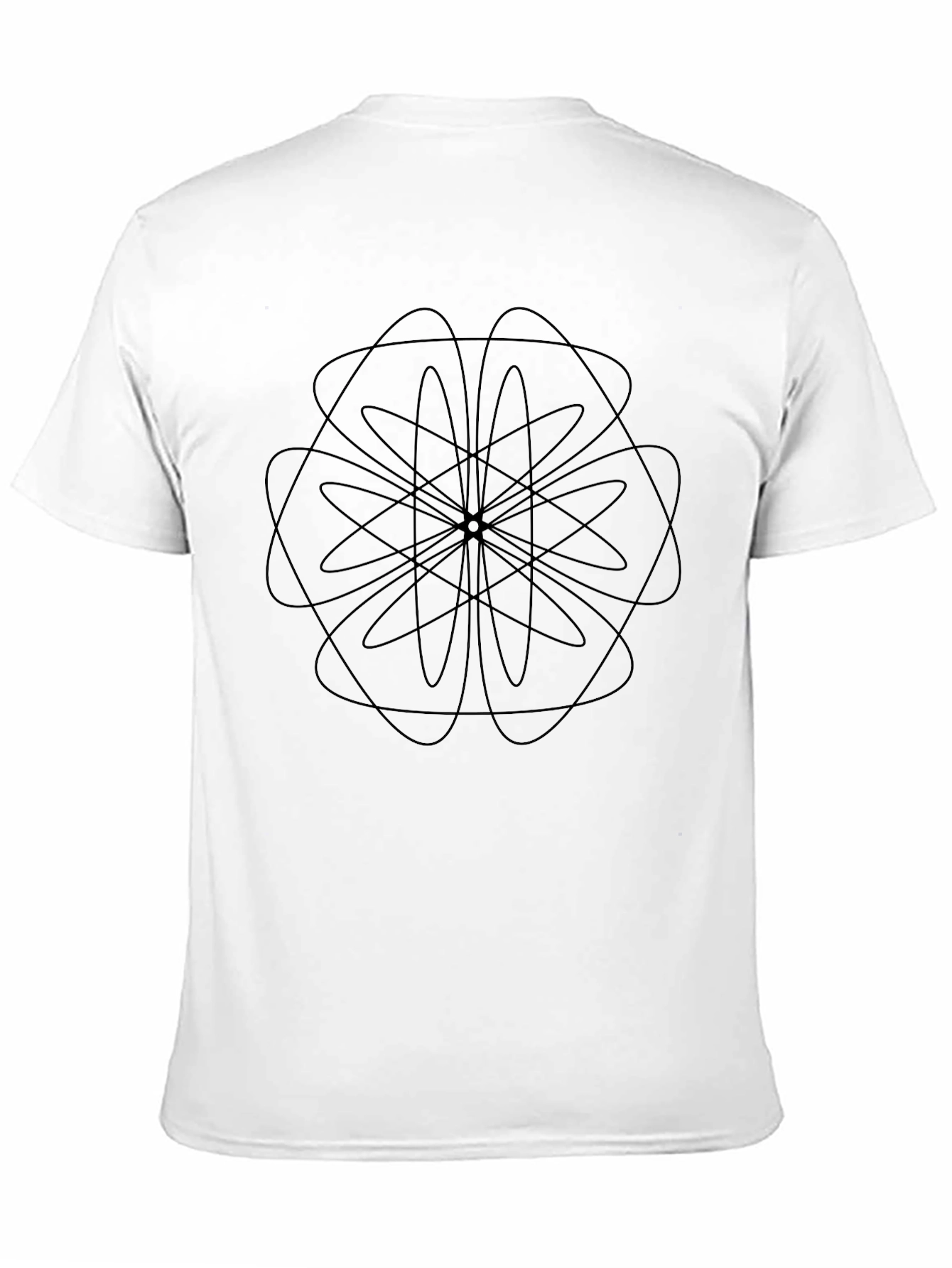 Black Geometric Atom Design Black T-Shirt view 11