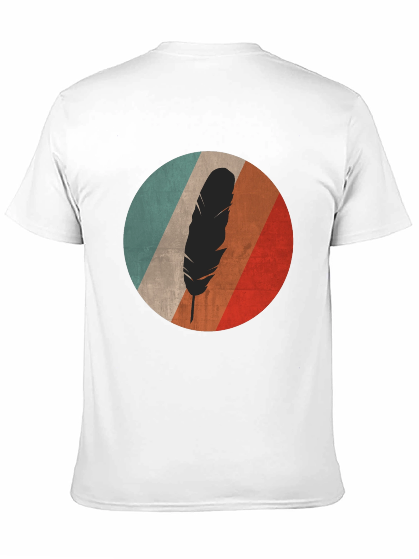 Black Retro Feather Graphic Tee - Black Cotton Blend view 11