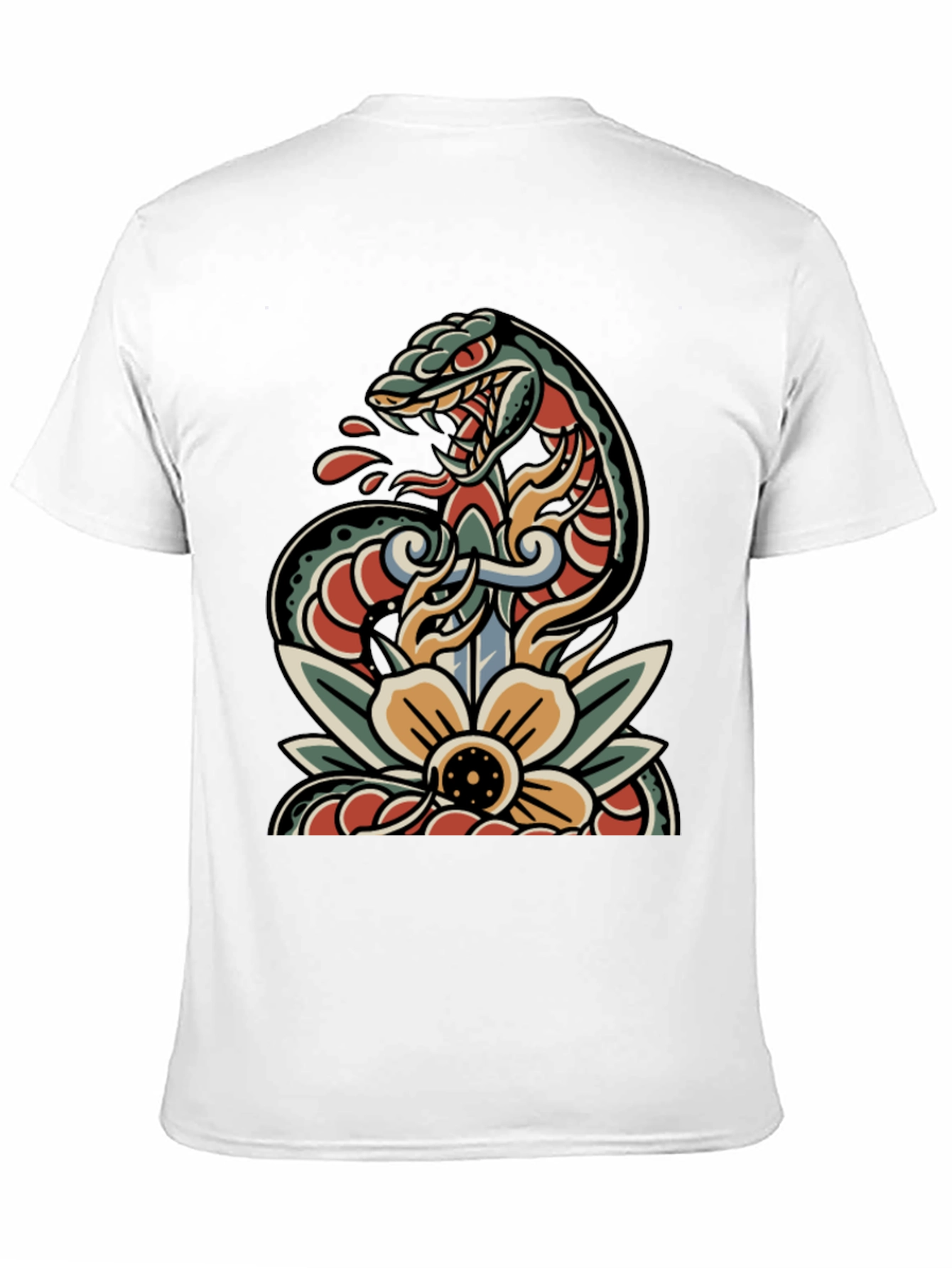 Black Snake & Dagger Tattoo Style T-Shirt view 11