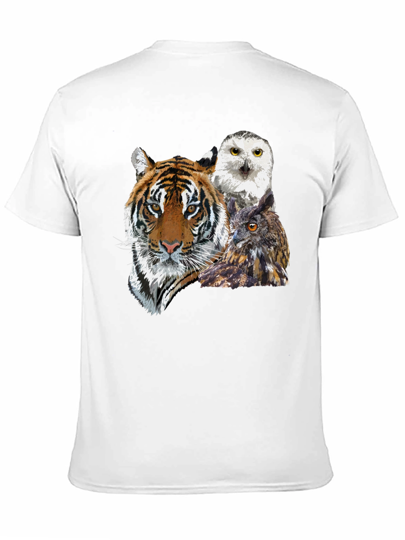 Black Tiger and Owl Graphic Tee - Men's Black T-Shirt view 11