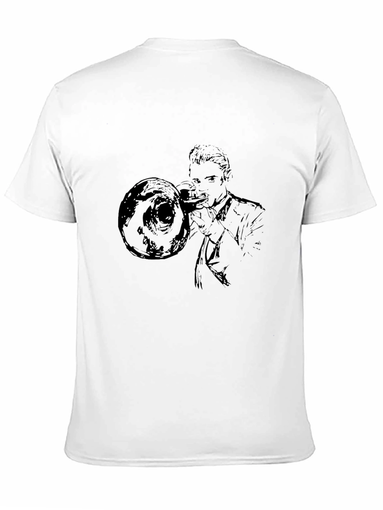 Black Trombone Player Graphic Tee - Black Cotton Shirt view 11