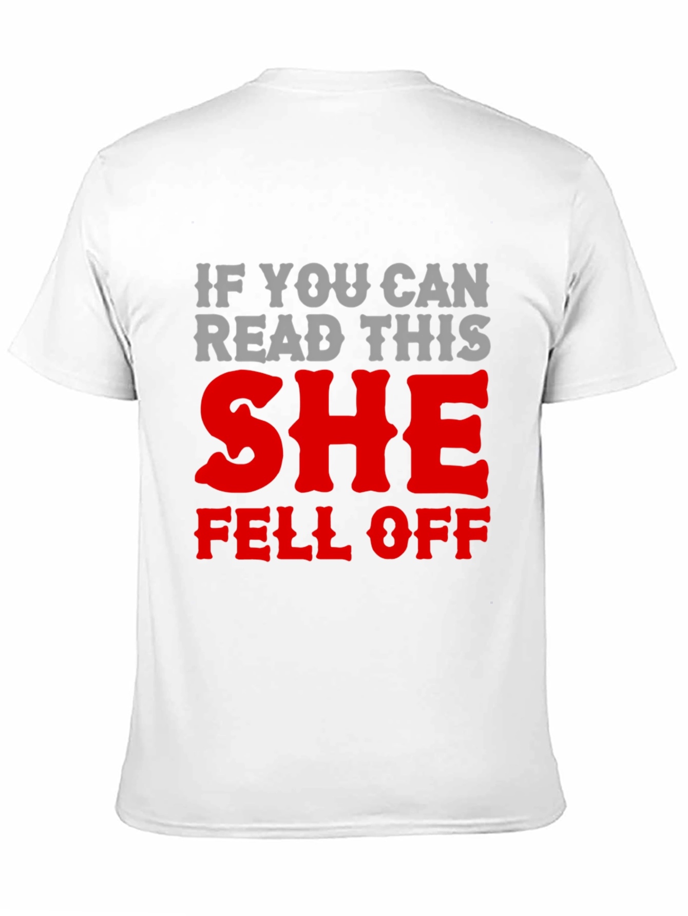 Black Humorous 'She Fell Off' Graphic T-Shirt view 11