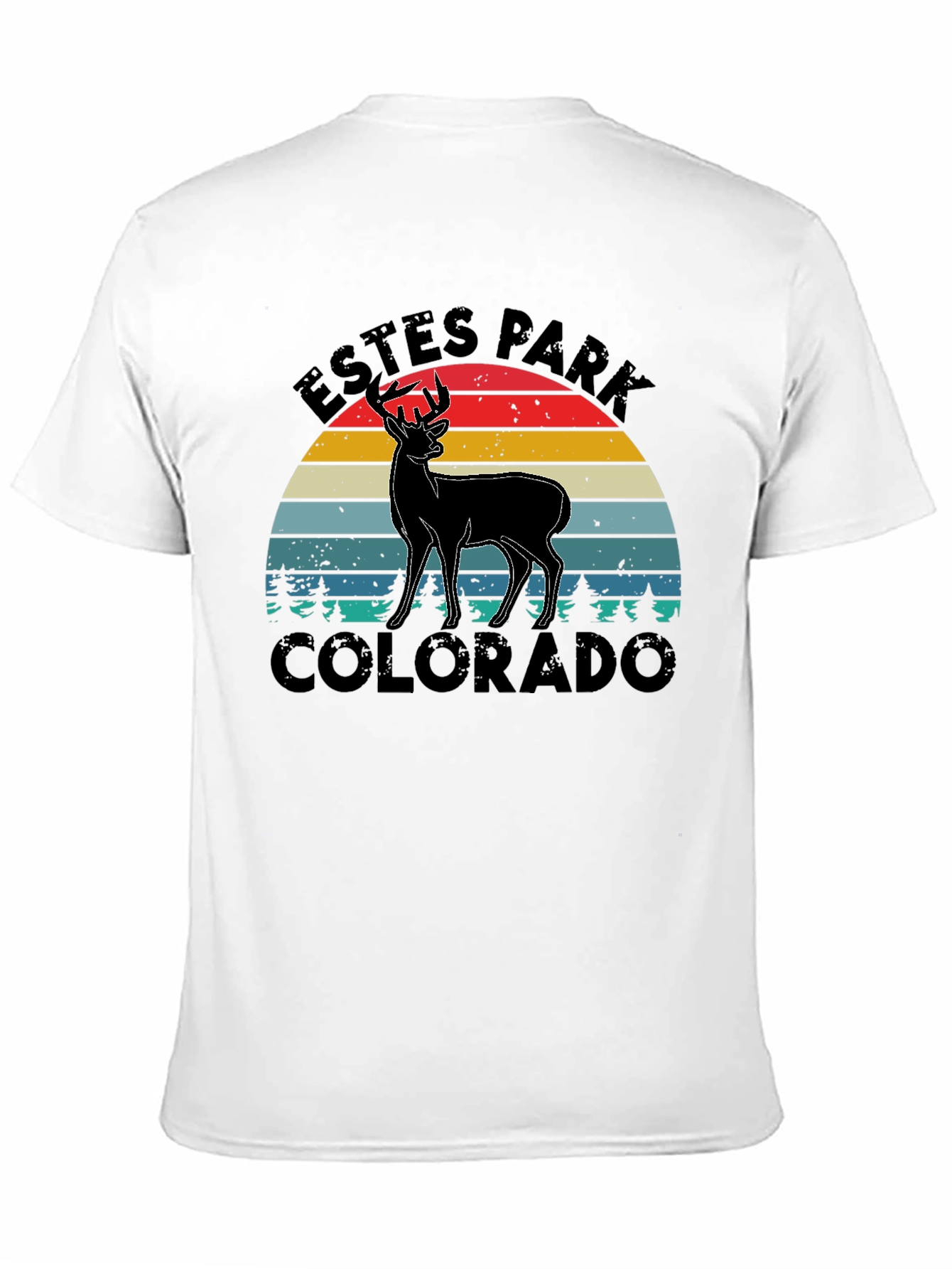 Black Estes Park Colorado Deer Graphic Tee view 11