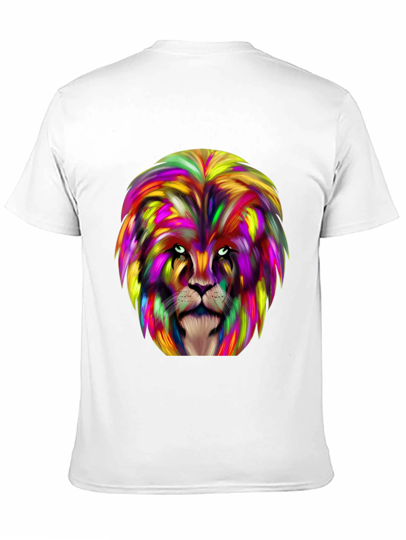 Black Colorful Lion Graphic Black T-Shirt view 11