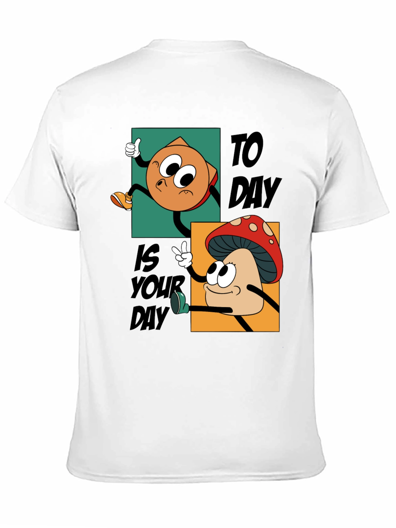 Black Cartoon Mushroom & Chip T-Shirt - Today Is Your Day! view 11
