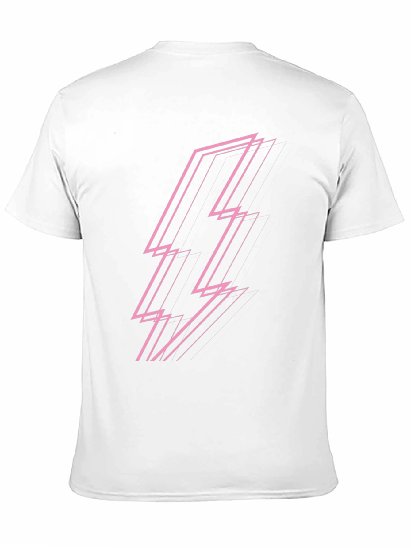 Black Modern Pink Lightning Bolt Graphic Black T-Shirt view 11