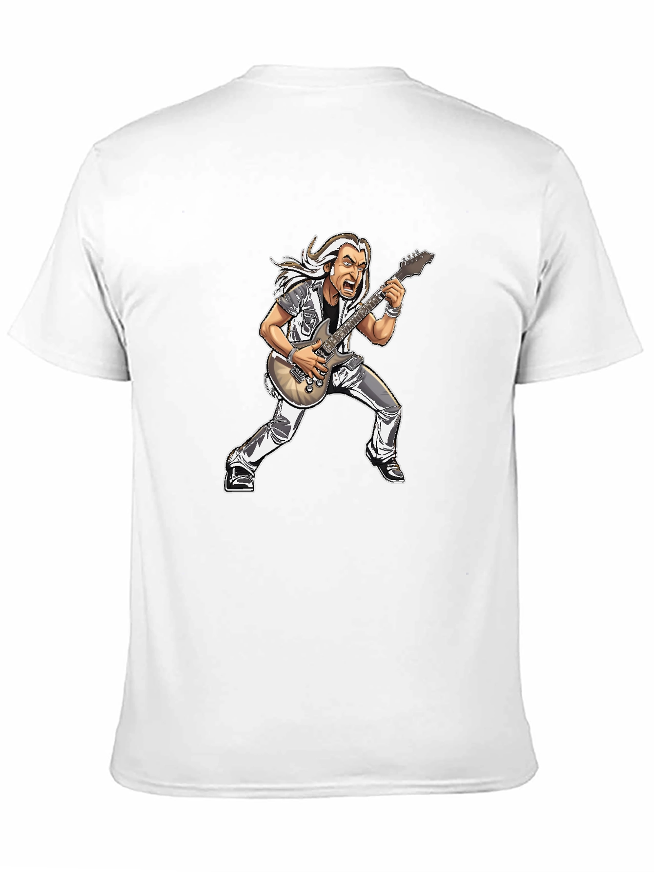 Black Guitar Hero Cartoon T-Shirt view 11