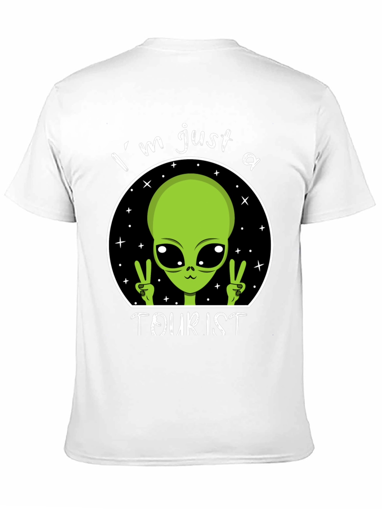 Black I'm Just A Tourist Alien T-Shirt - Outer Space Humor Tee view 11