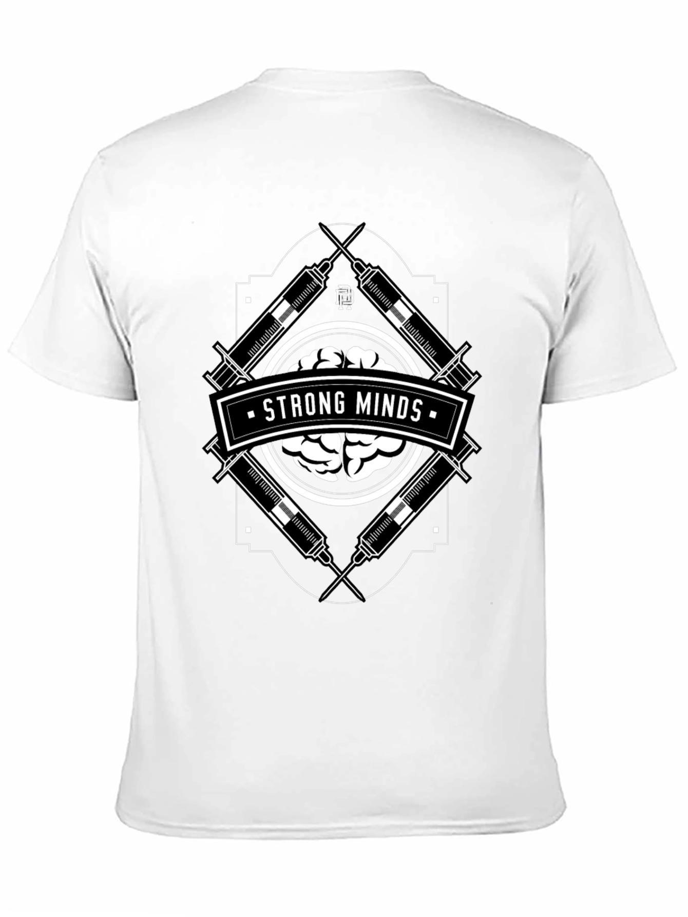 Black Strong Minds Graphic T-Shirt - Brain & Syringe Design view 11