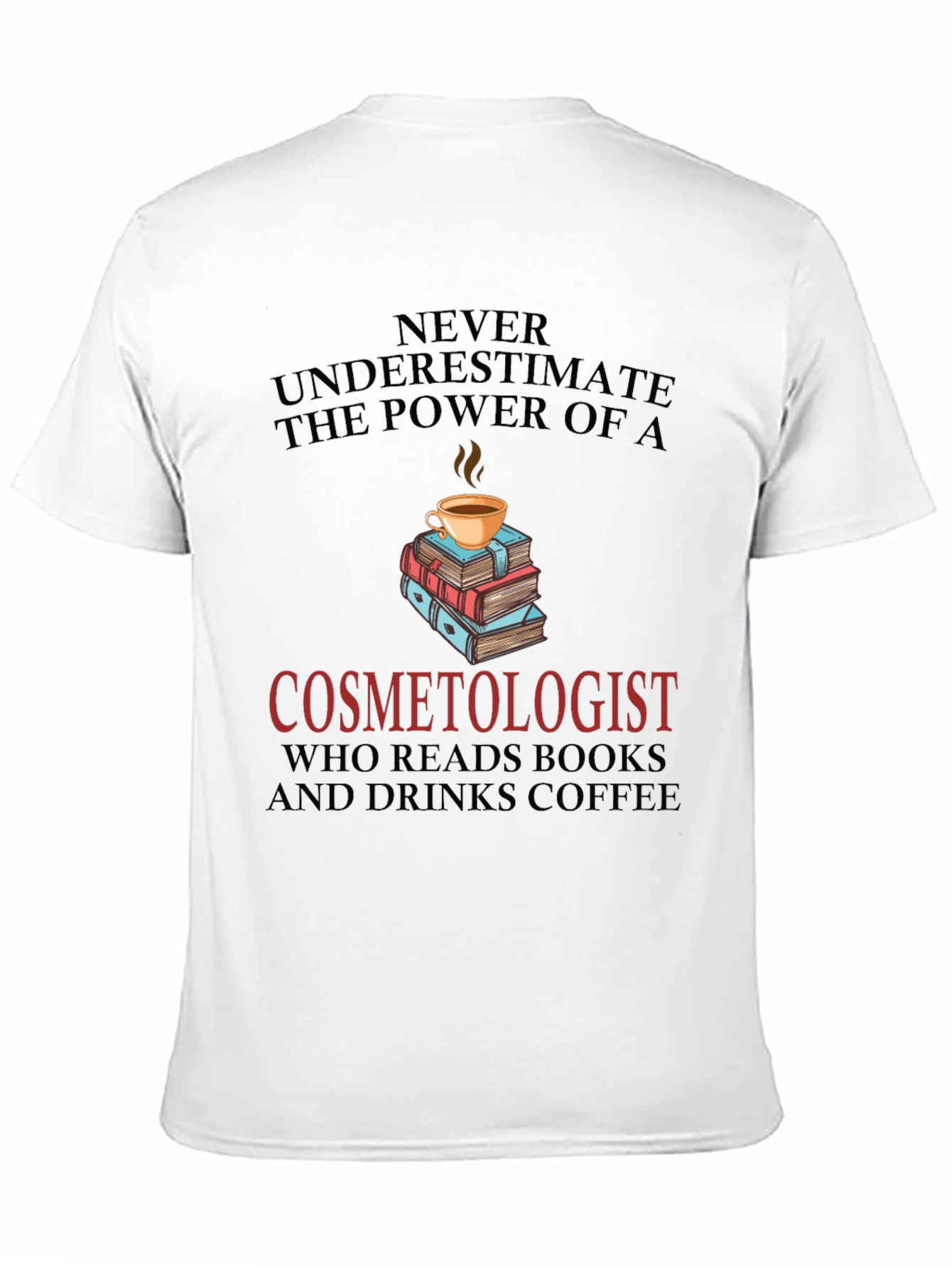 Black Cosmetologist Coffee & Books Graphic Tee view 11