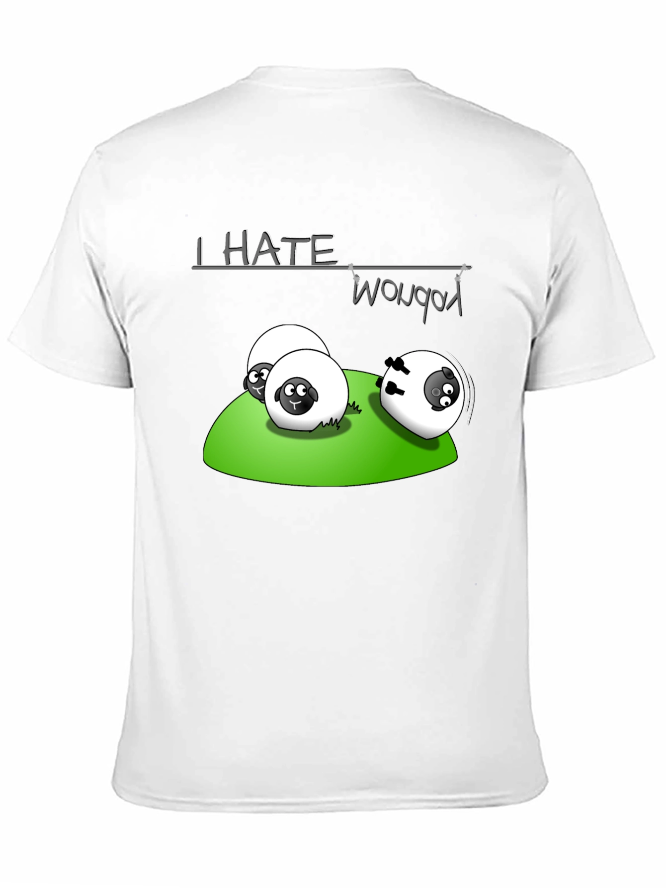 Black I Hate Woobots Funny Sheep Cartoon Black T-Shirt view 11