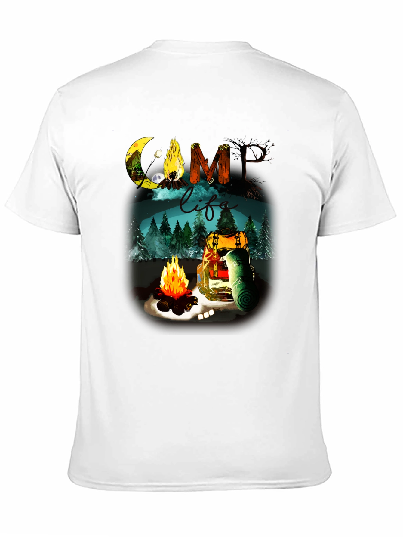 Black Camping Life Graphic Tee - Black Outdoor Adventure Shirt view 11