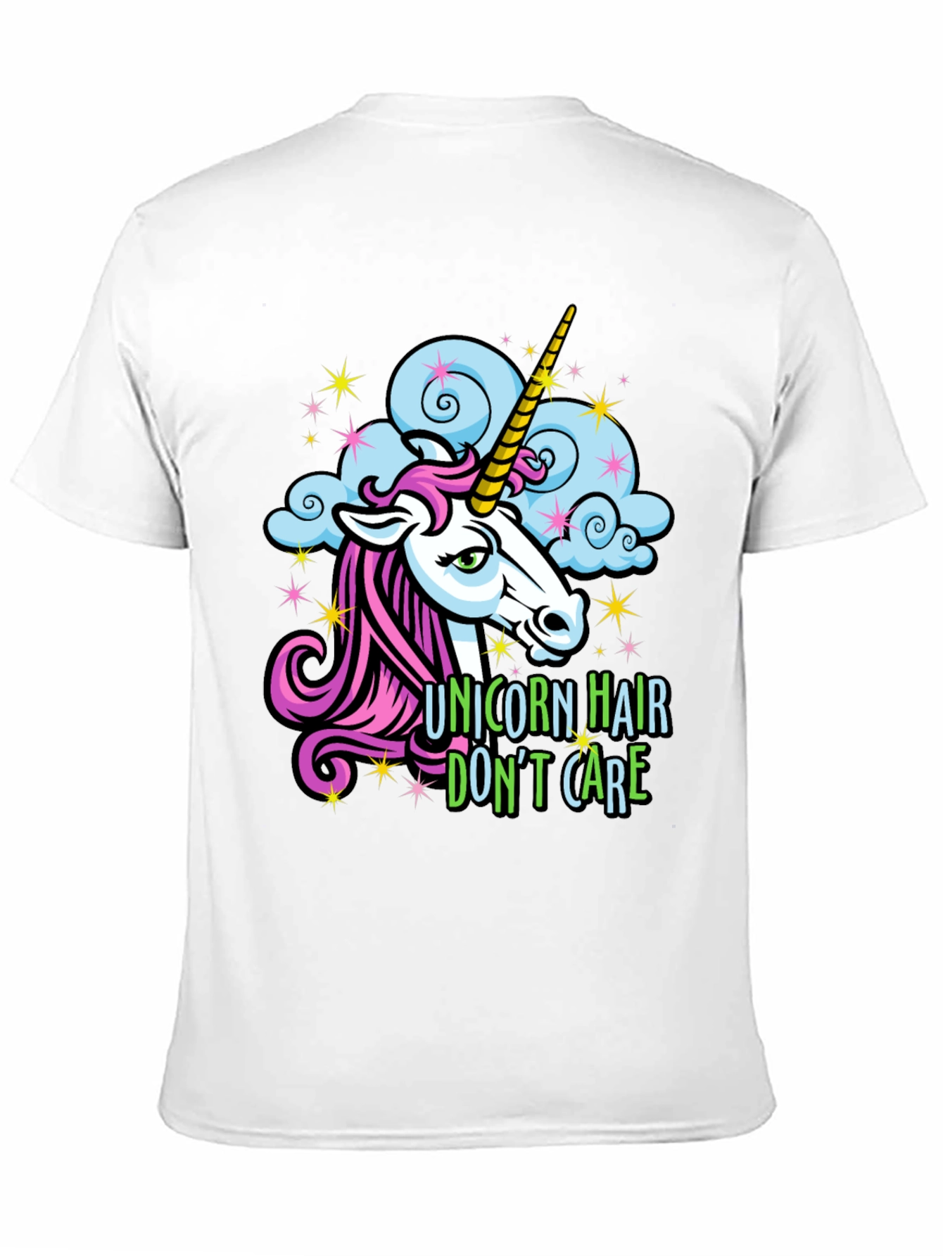 Black Unicorn Hair Don't Care Tee - Funny Graphic T-Shirt view 11
