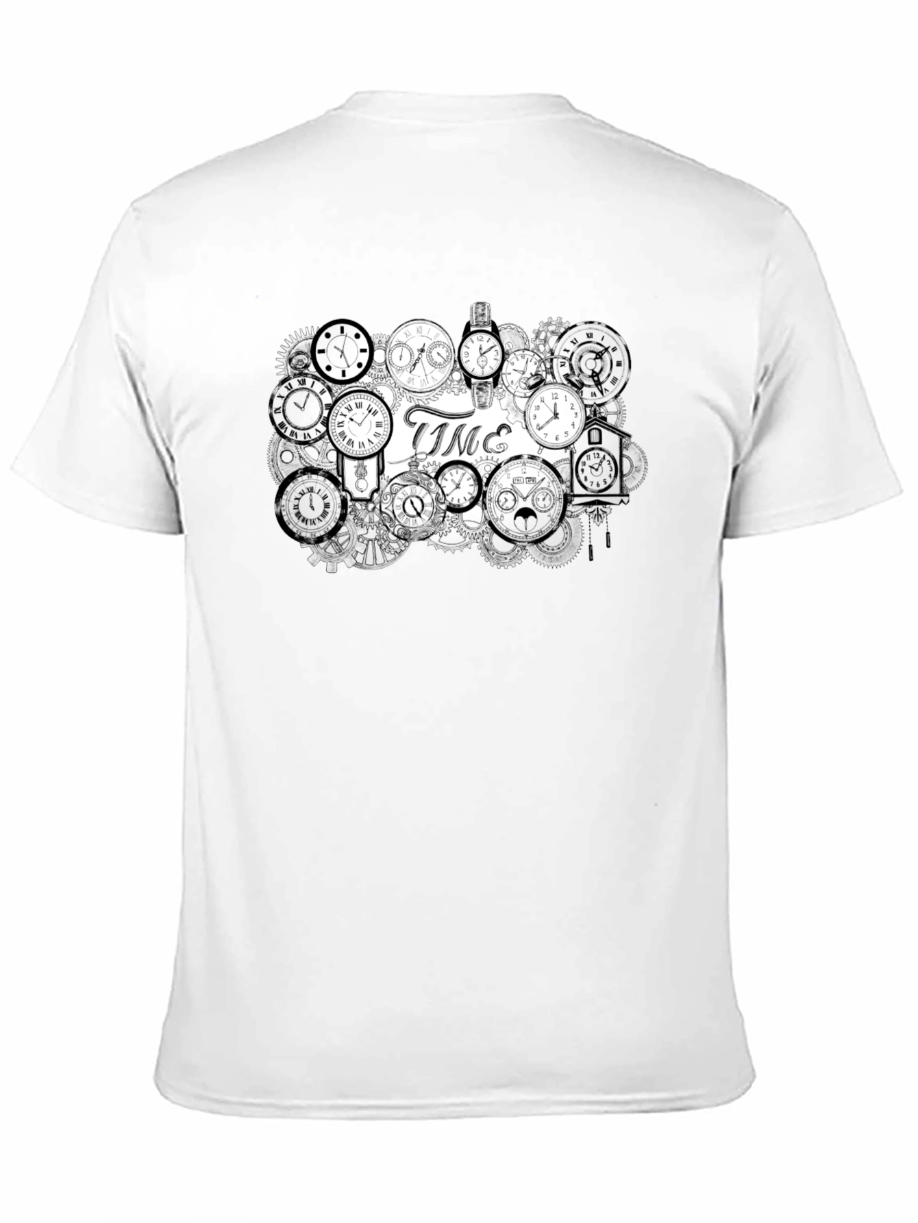 Black Timepiece T-Shirt - Clockwork Design view 11