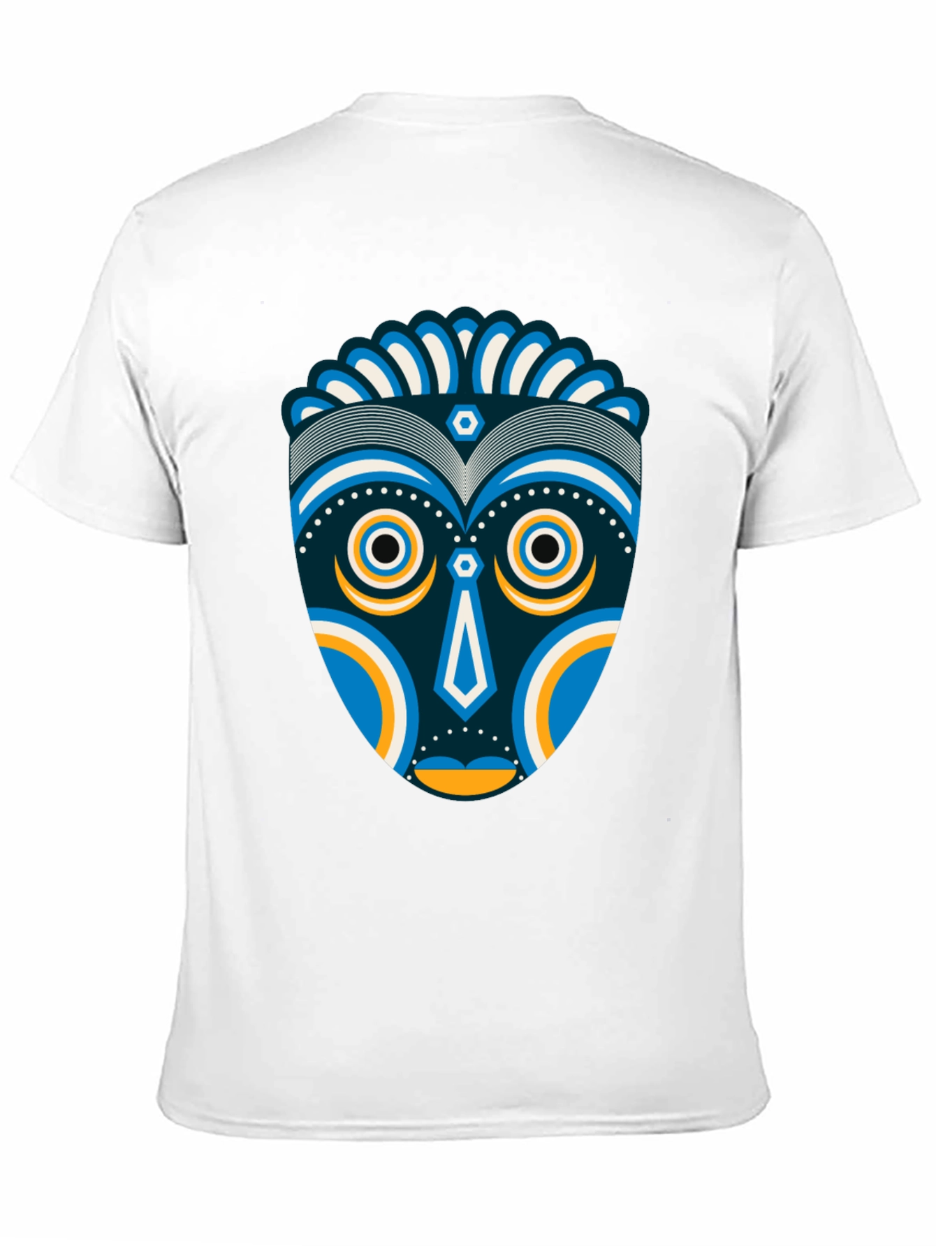 Black Tribal Mask Graphic Tee - Unique Design, Black Cotton Shirt view 11