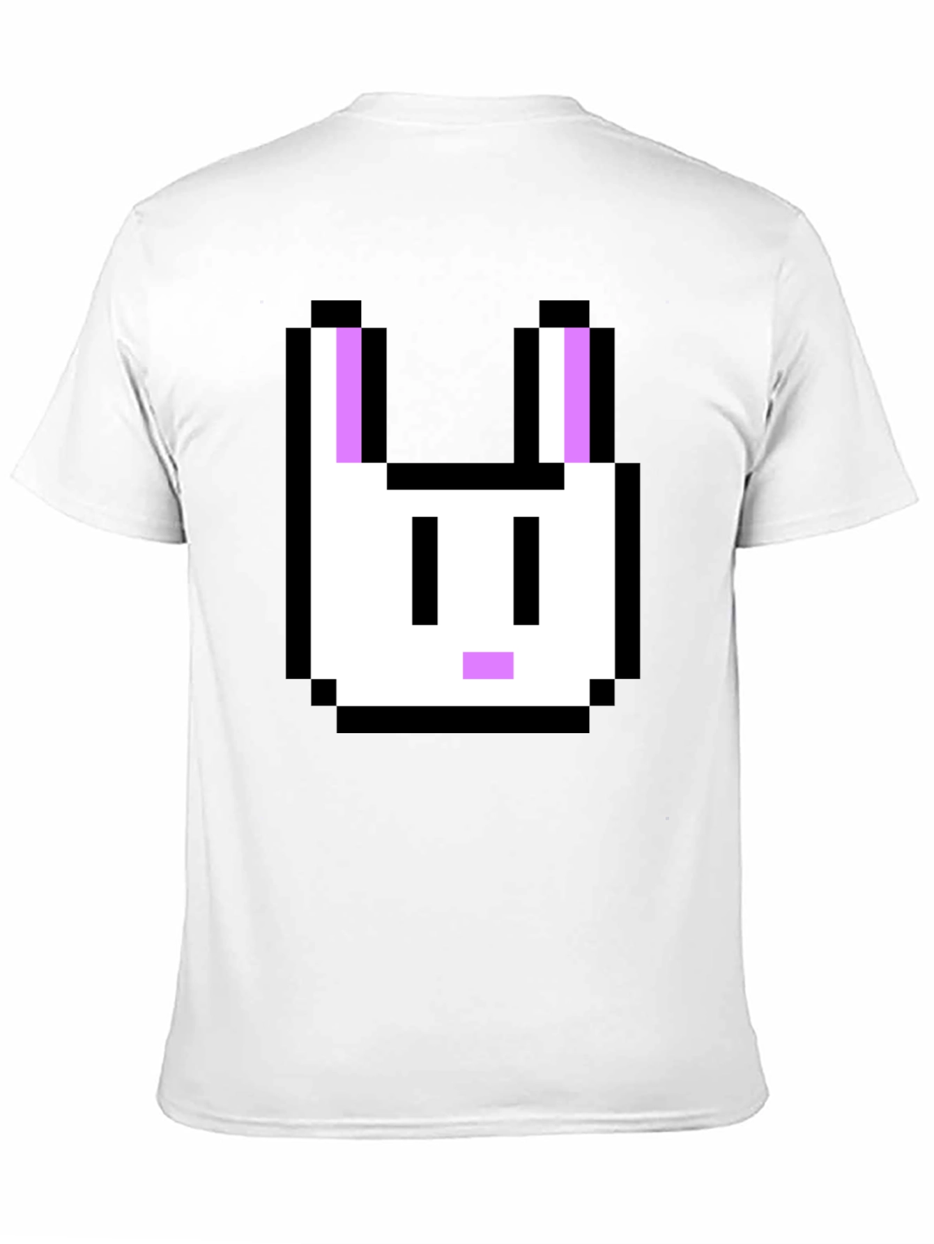 Black Pixel Bunny Graphic Tee - Black Cotton T-Shirt view 11