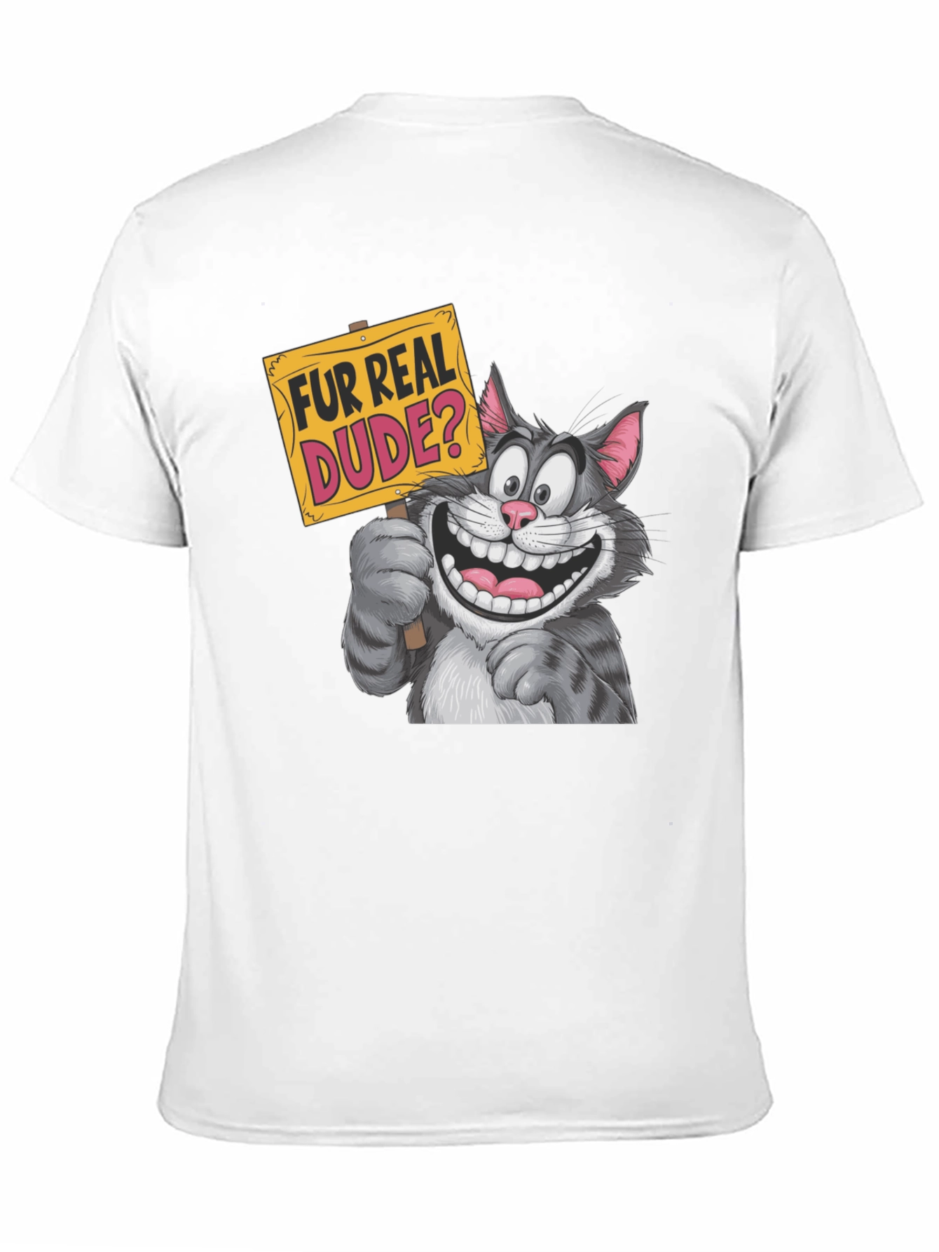 Black Fur Real Dude? Graphic Print Black T-Shirt view 11