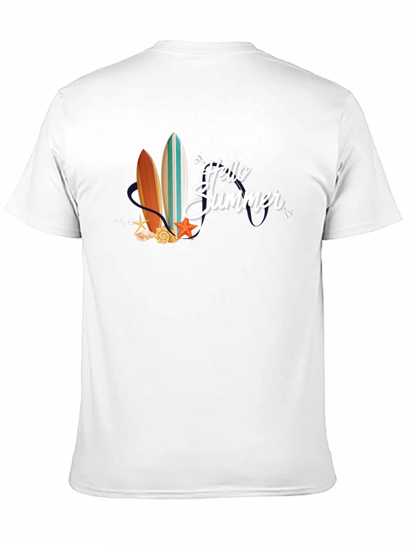 Black Hello Summer Surfboard Graphic T-Shirt view 11