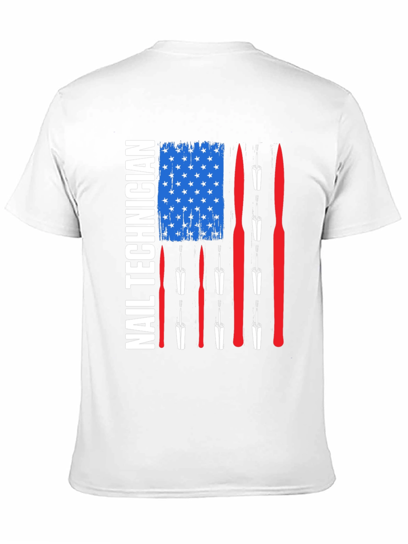 Black Nail Technician American Flag T-Shirt view 11