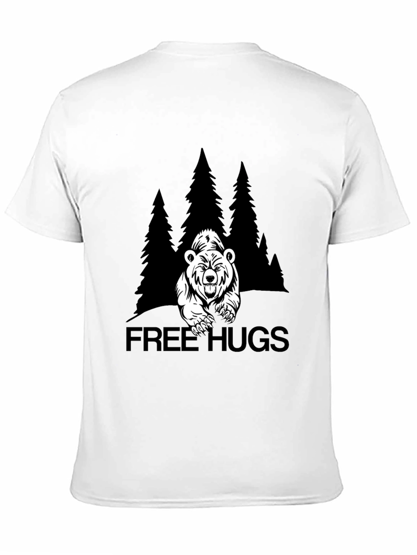 Black Free Hugs Bear Graphic T-Shirt - Black view 11