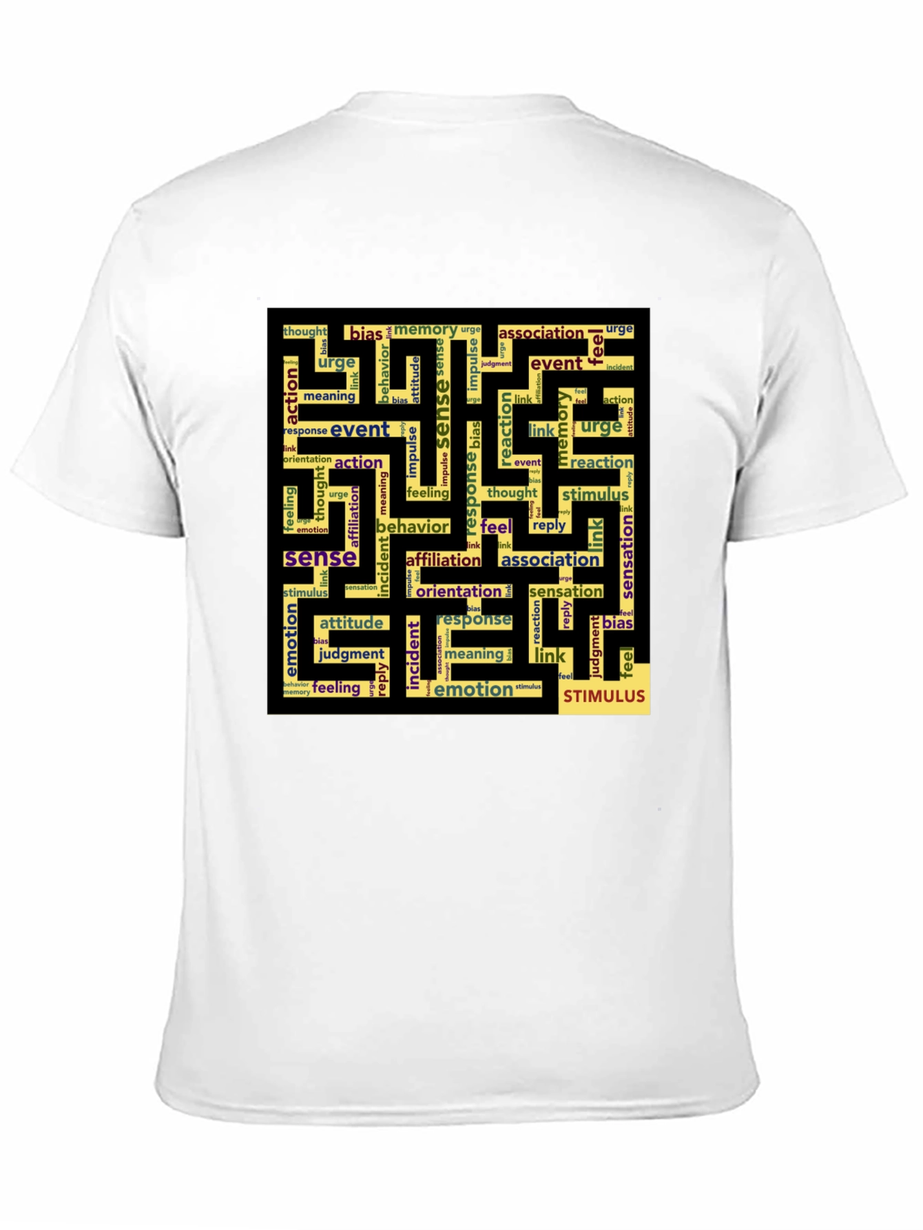 Sense Maze Black T-Shirt - Word Art Design - 11