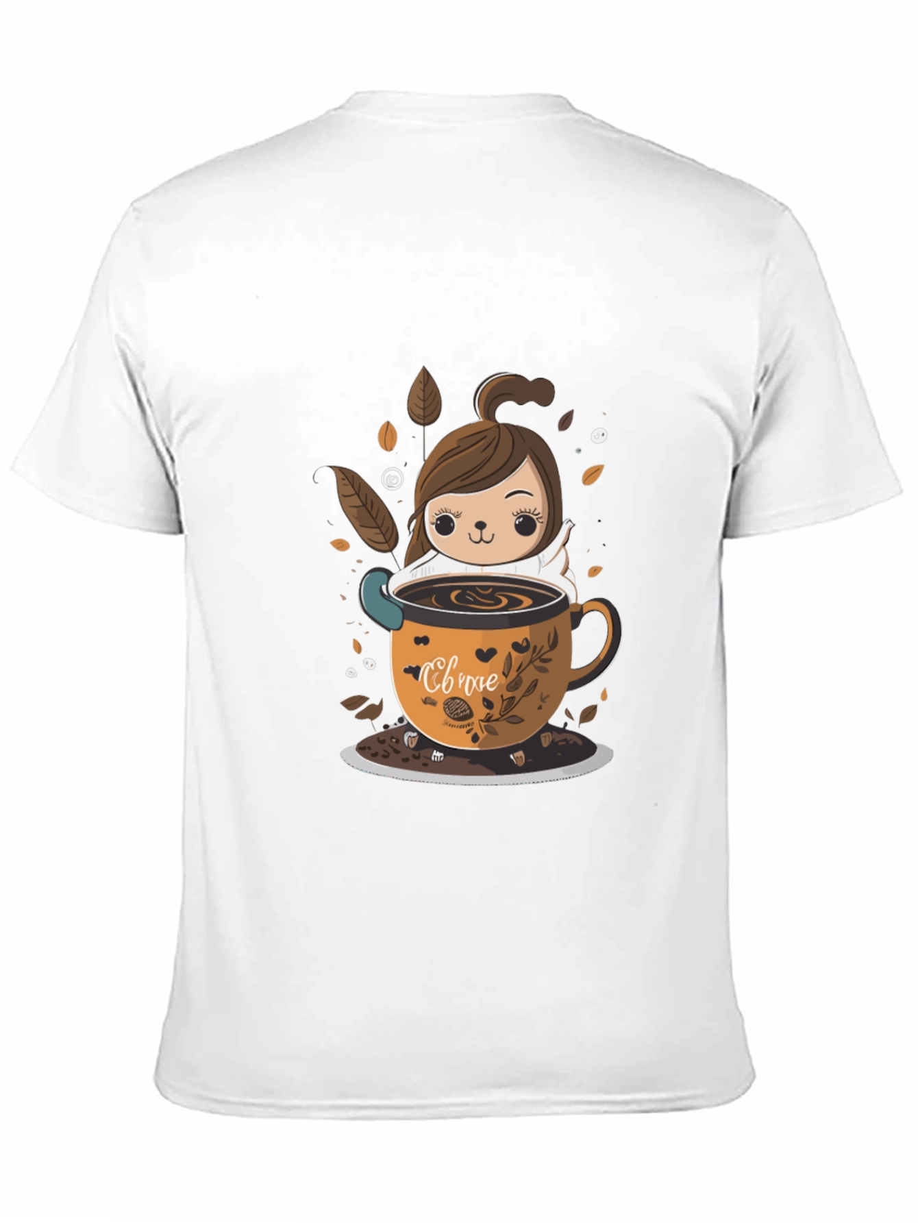 Black Cute Cartoon Coffee Lover T-Shirt view 11