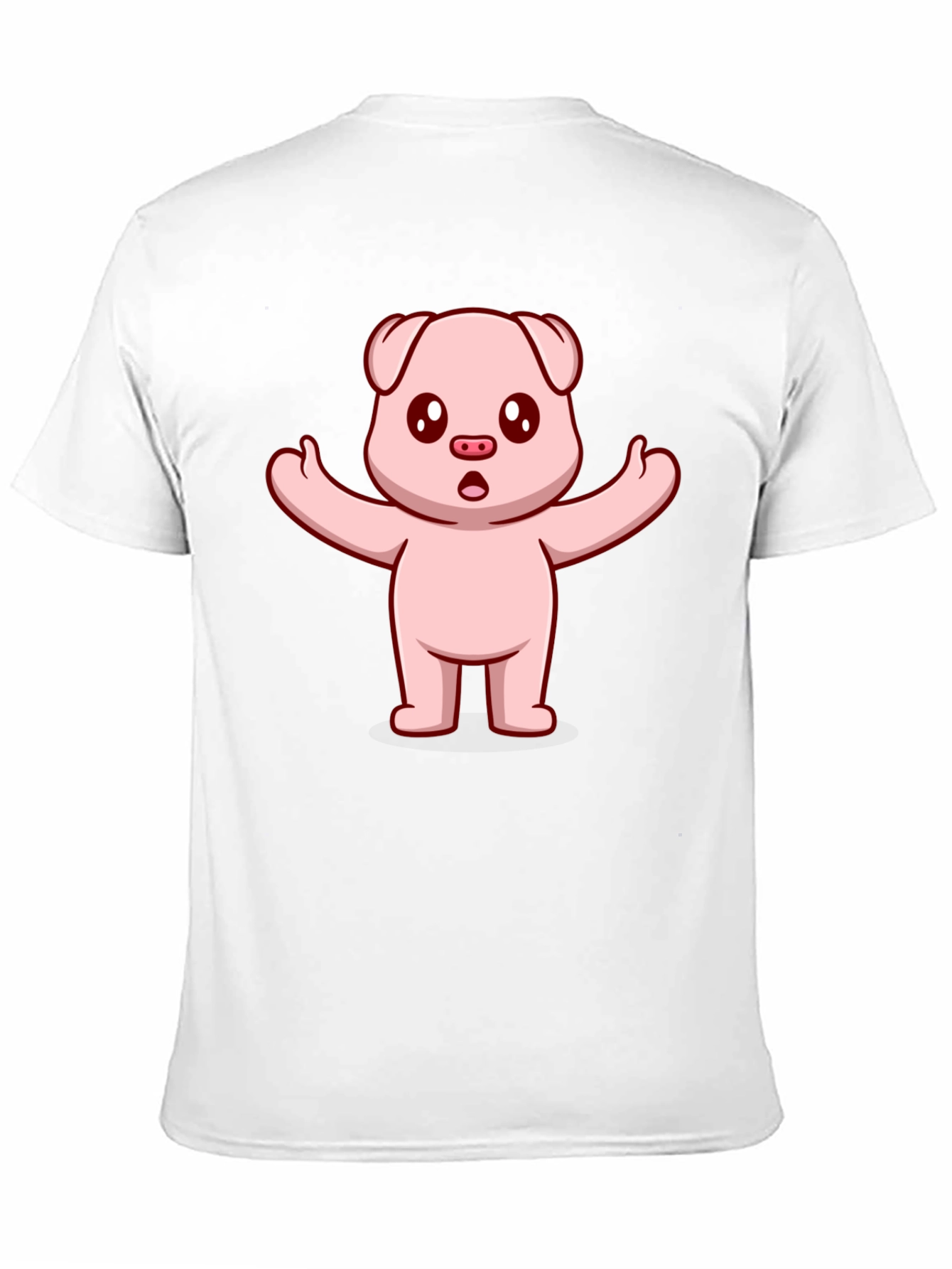 Black Cute Pig Cartoon Black T-Shirt view 11