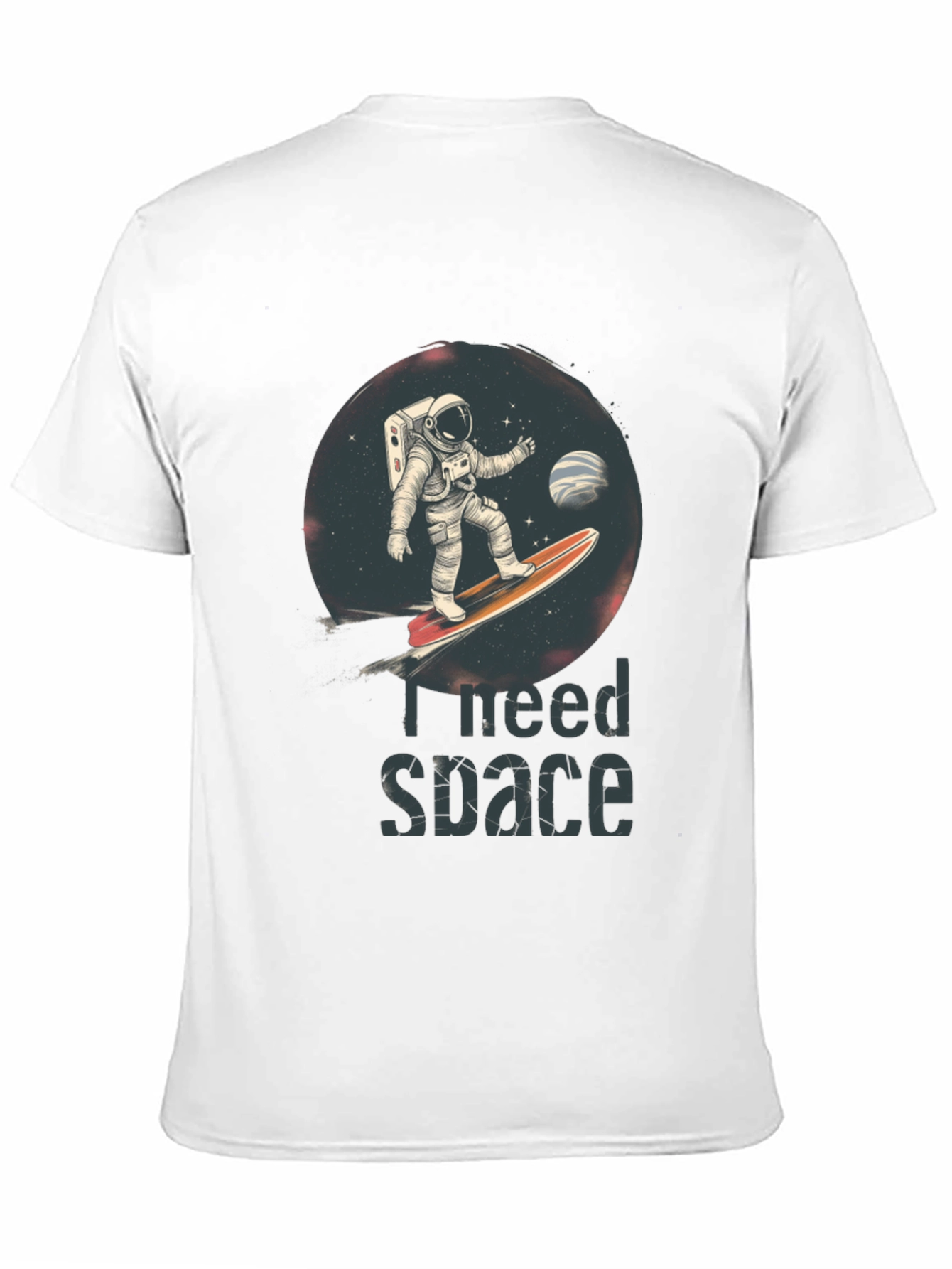 Black I Need Space T-Shirt - Astronaut Surfing Design view 11